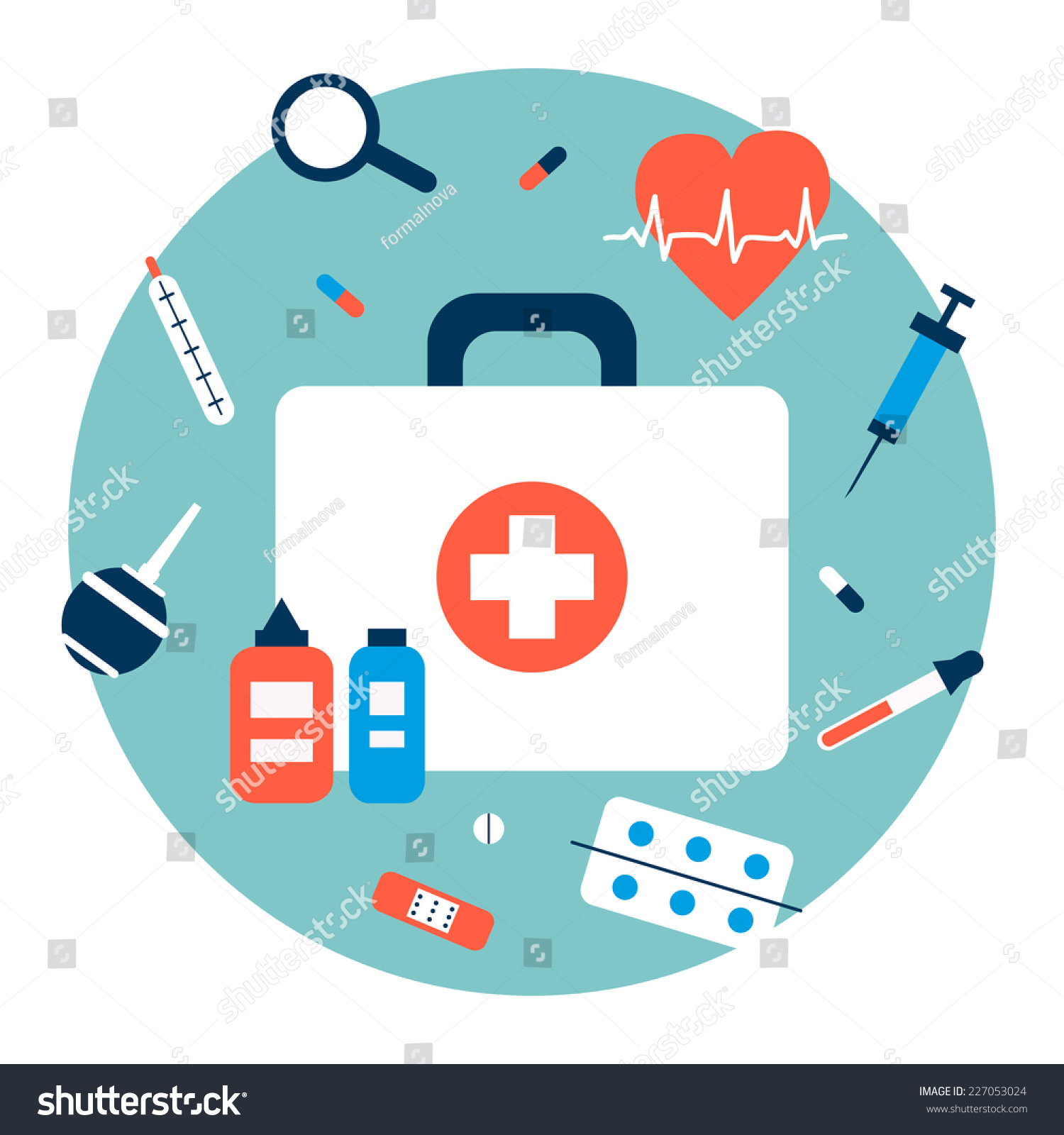 Firstaid Kit Illustration Flat Design Style Stock Vector 227053024