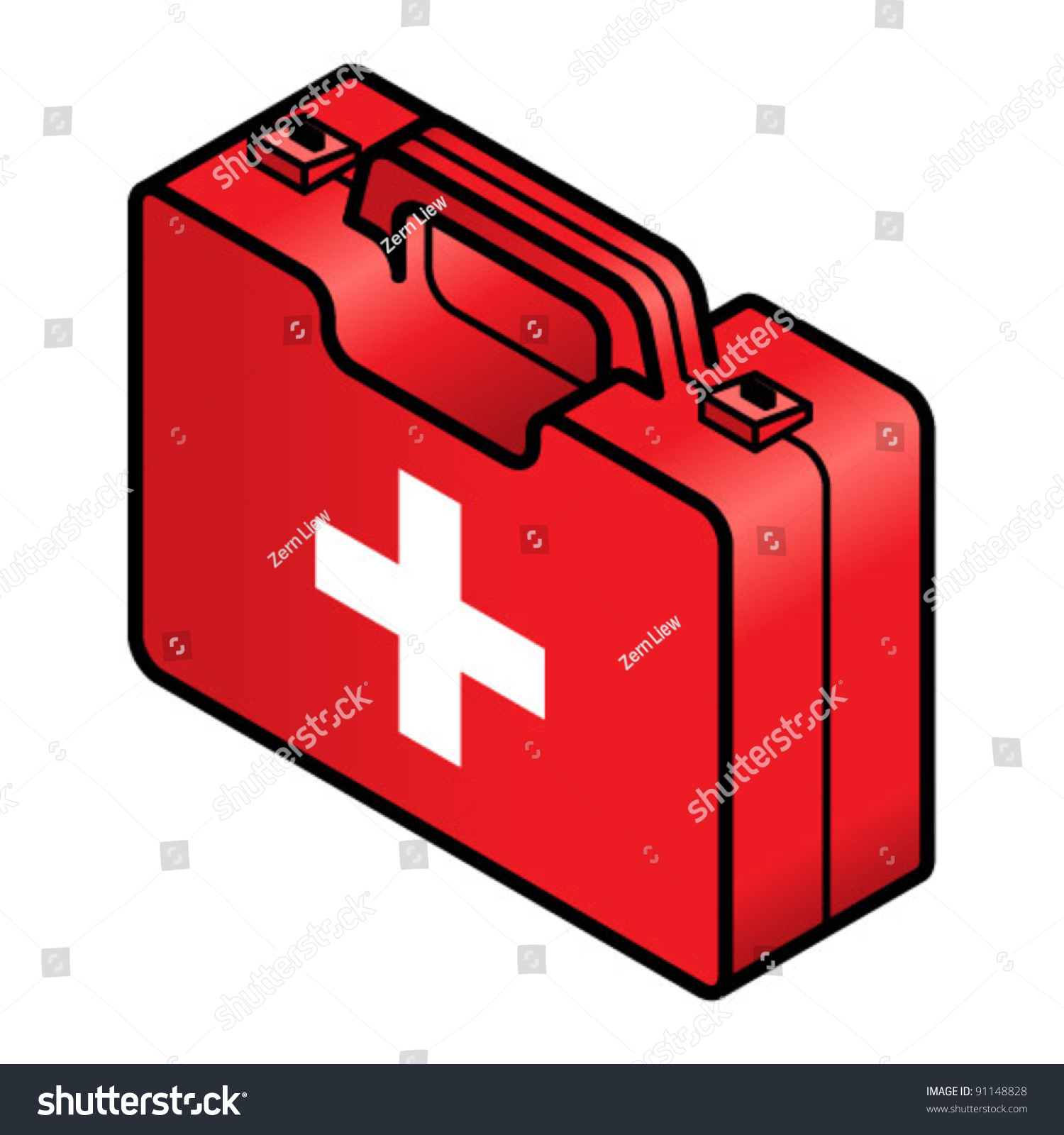 First Aid Kit In Red With The Official Cross Symbol In White. Stock ...