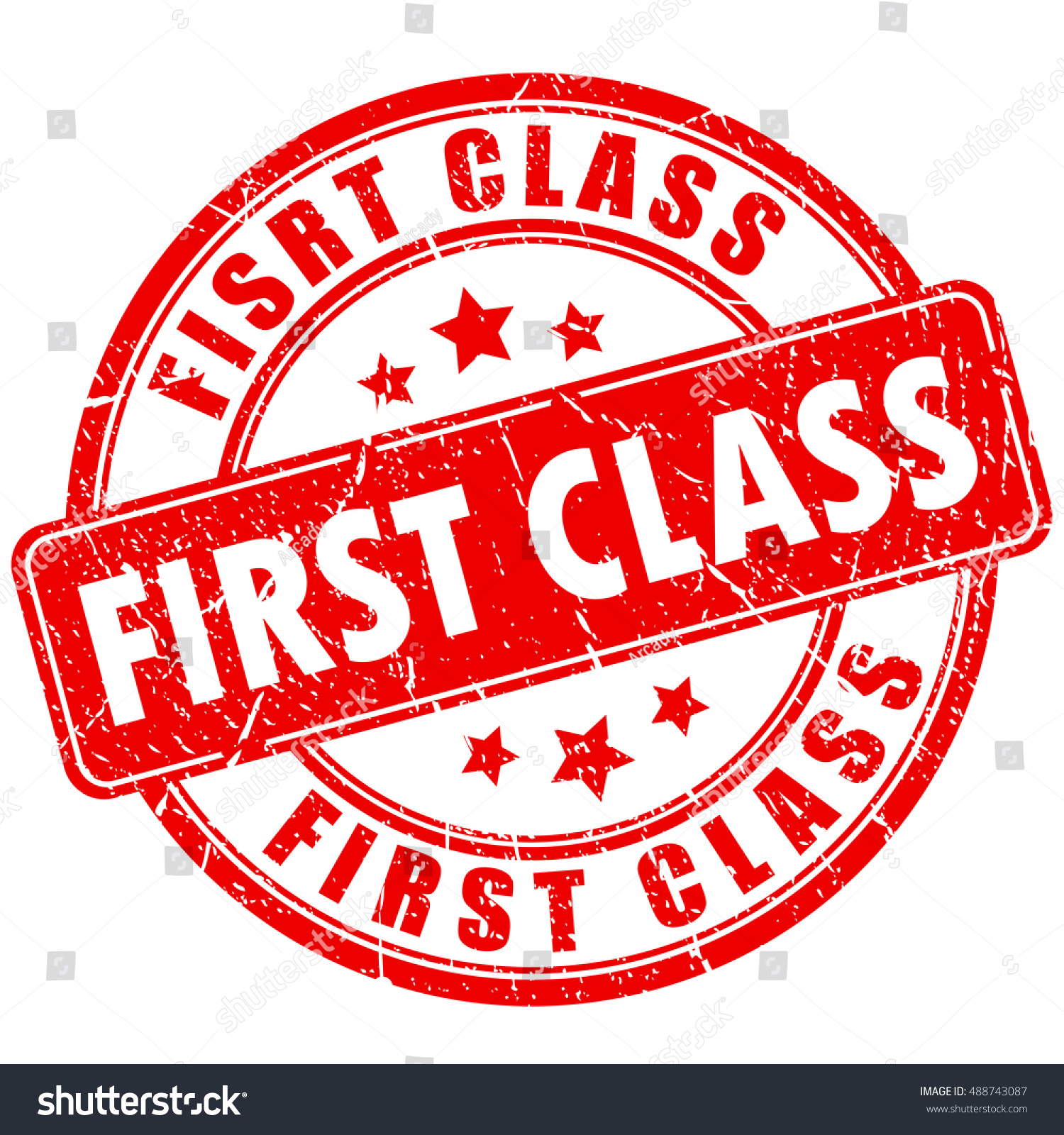 First Class Rubber Stamp Vector Illustration Stock Vector Royalty Free 488743087 Shutterstock