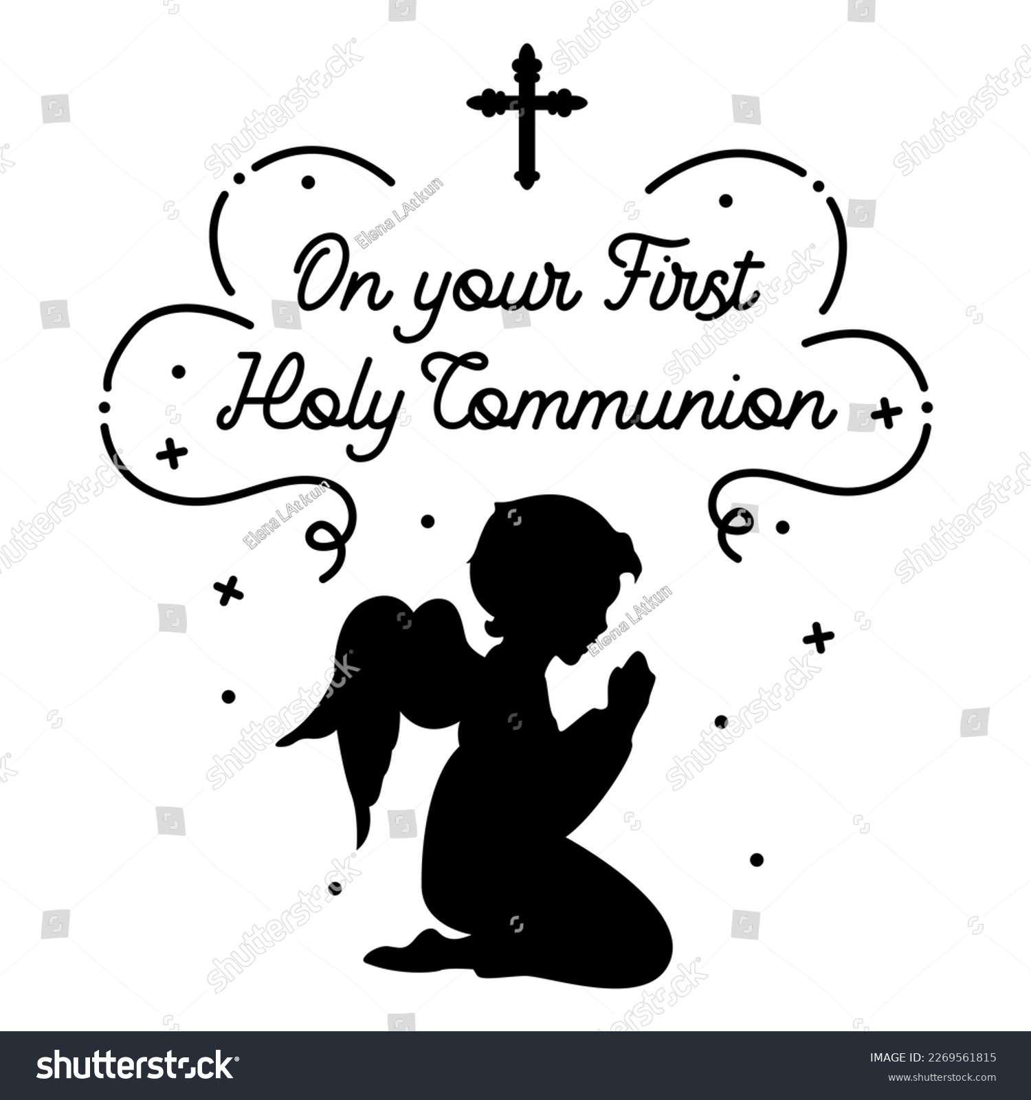 SVG of First Communion Angel Silhouette. High resolution vector svg