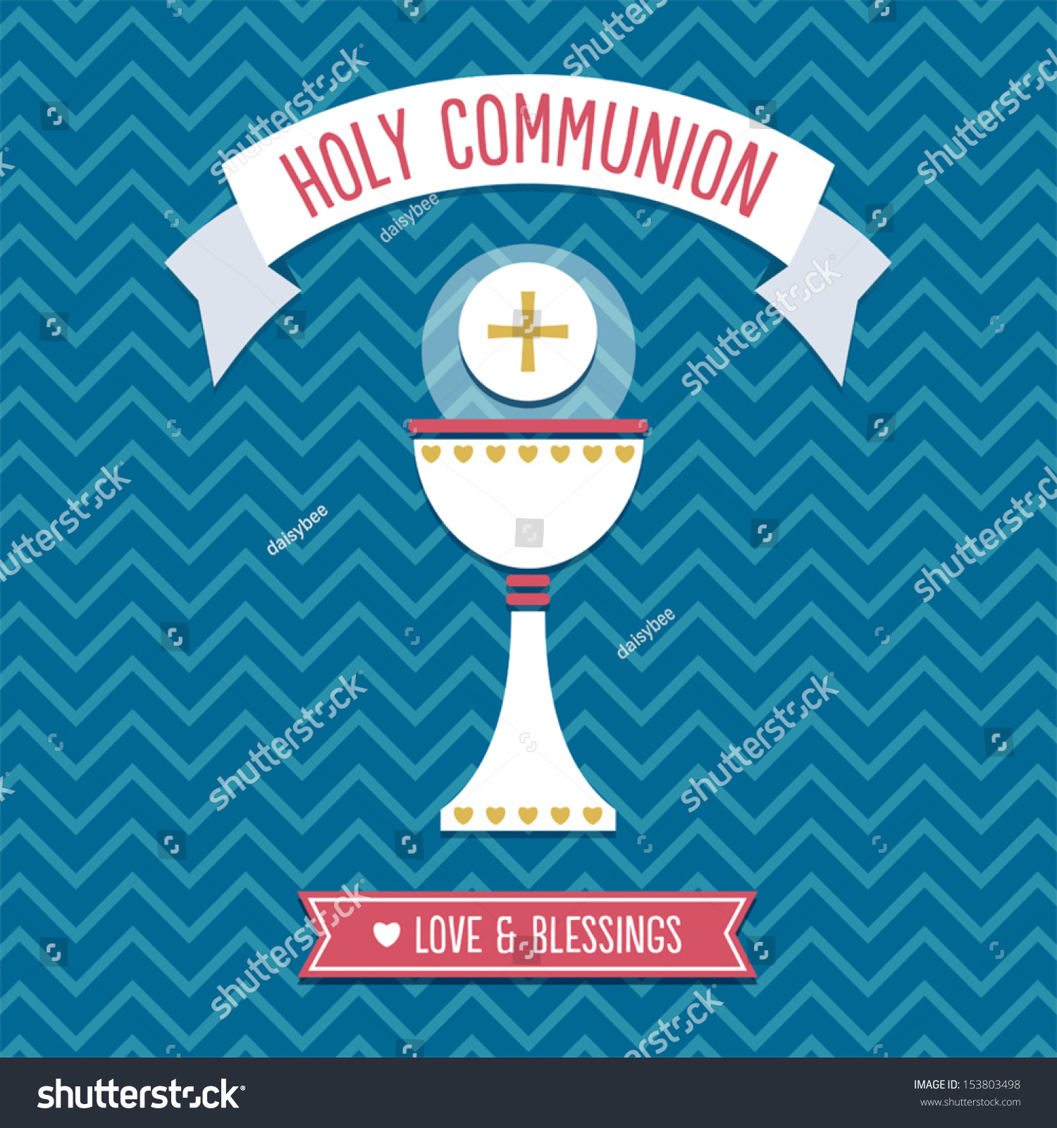 First Holy Communion Card Template Blue Stock Vector 153803498 ...