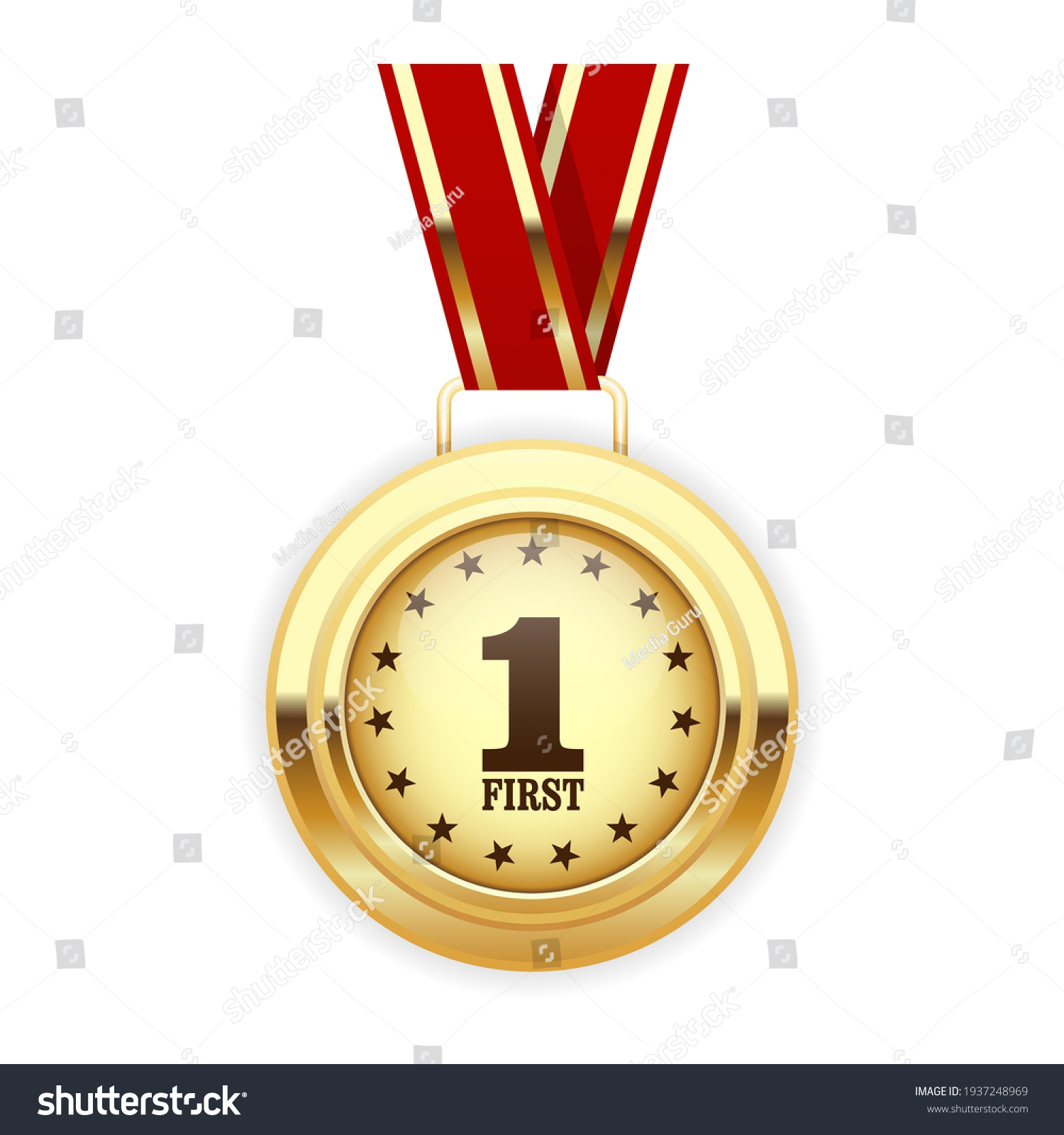 First Place Winners Gold Medal Hanging Stock Vector (Royalty Free ...