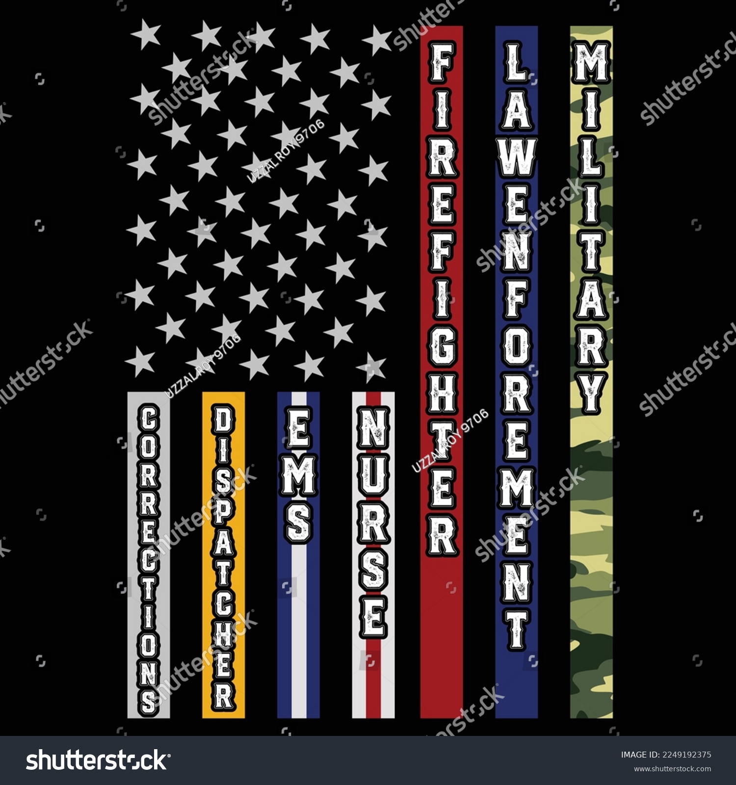 SVG of First Responders Hero Flag Nurse EMS Police Fire Military Editable T shirt Design svg