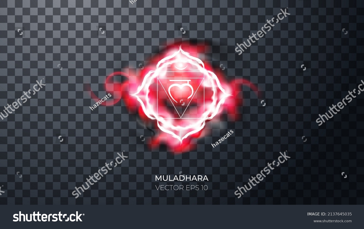 SVG of First, root chakra - Muladhara. Illustration of one of the seven chakras. Symbol of Hinduism, Buddhism. Ethereal strange fire sign. Decor elements for magic doctor, shaman, medium. svg