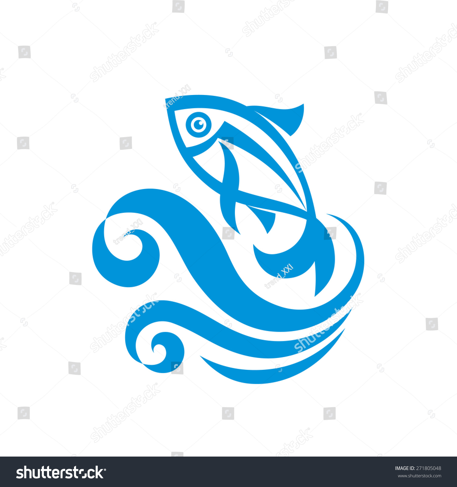 Fish Wave Vector Illustration Vector Logo: vector de stock (libre de ...