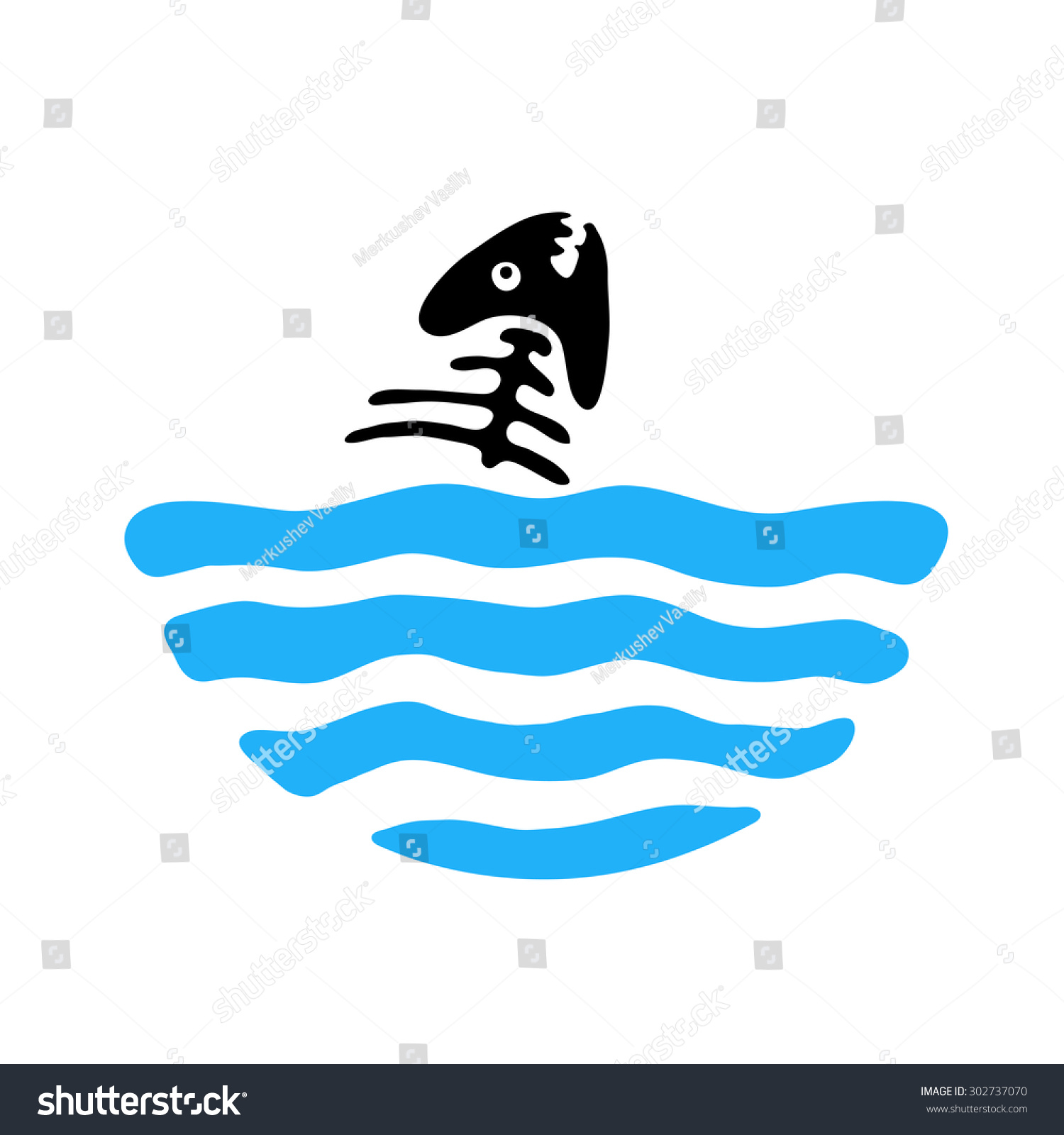 Download Fish Bone Water Vector Logo Illustration Stock Vector 302737070 - Shutterstock