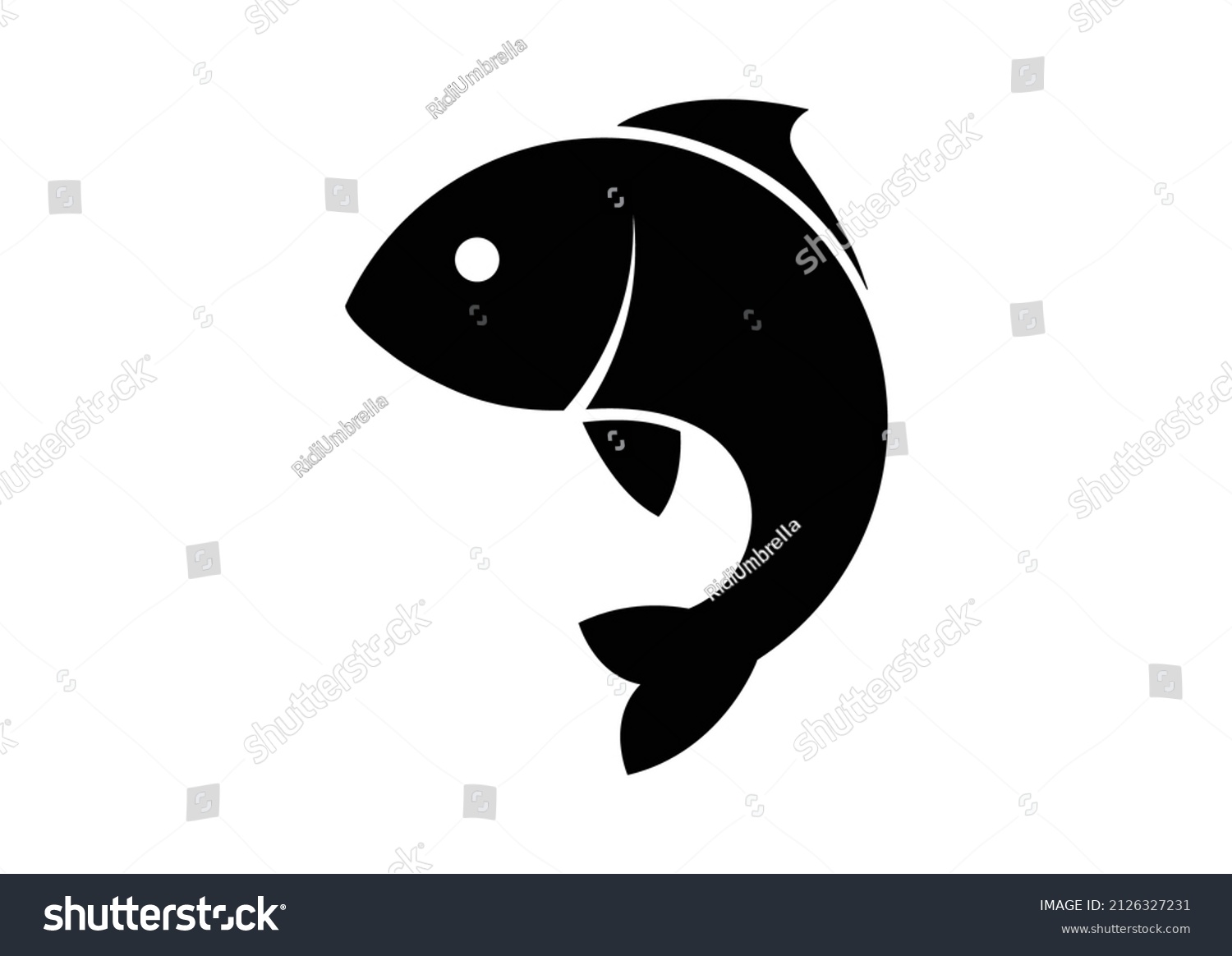 Fish Icon Black Silhouette Fisheries Logo Stock Vector (Royalty Free ...