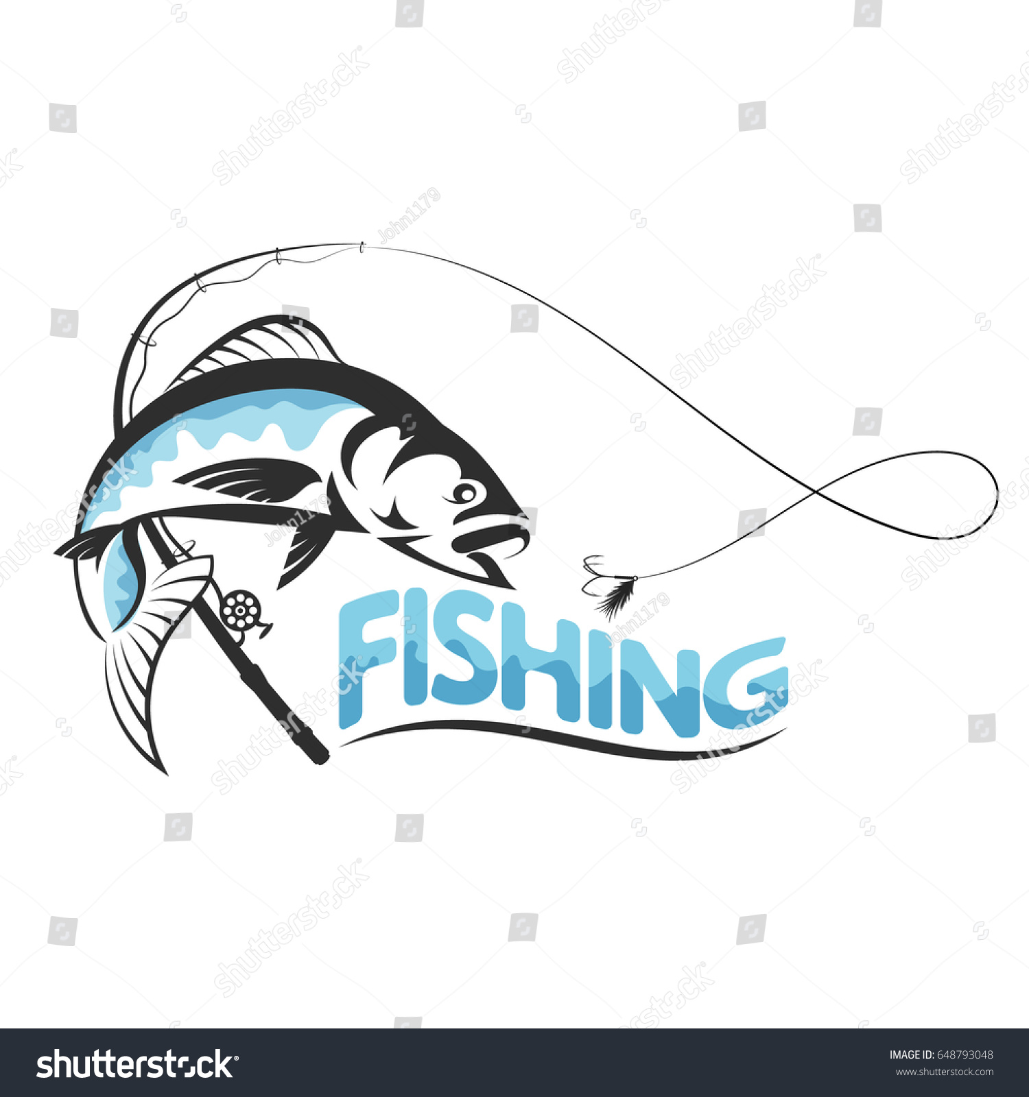 Fish Jumping Bait Fishing Pole Silhouette Stock Vector 648793048 ...