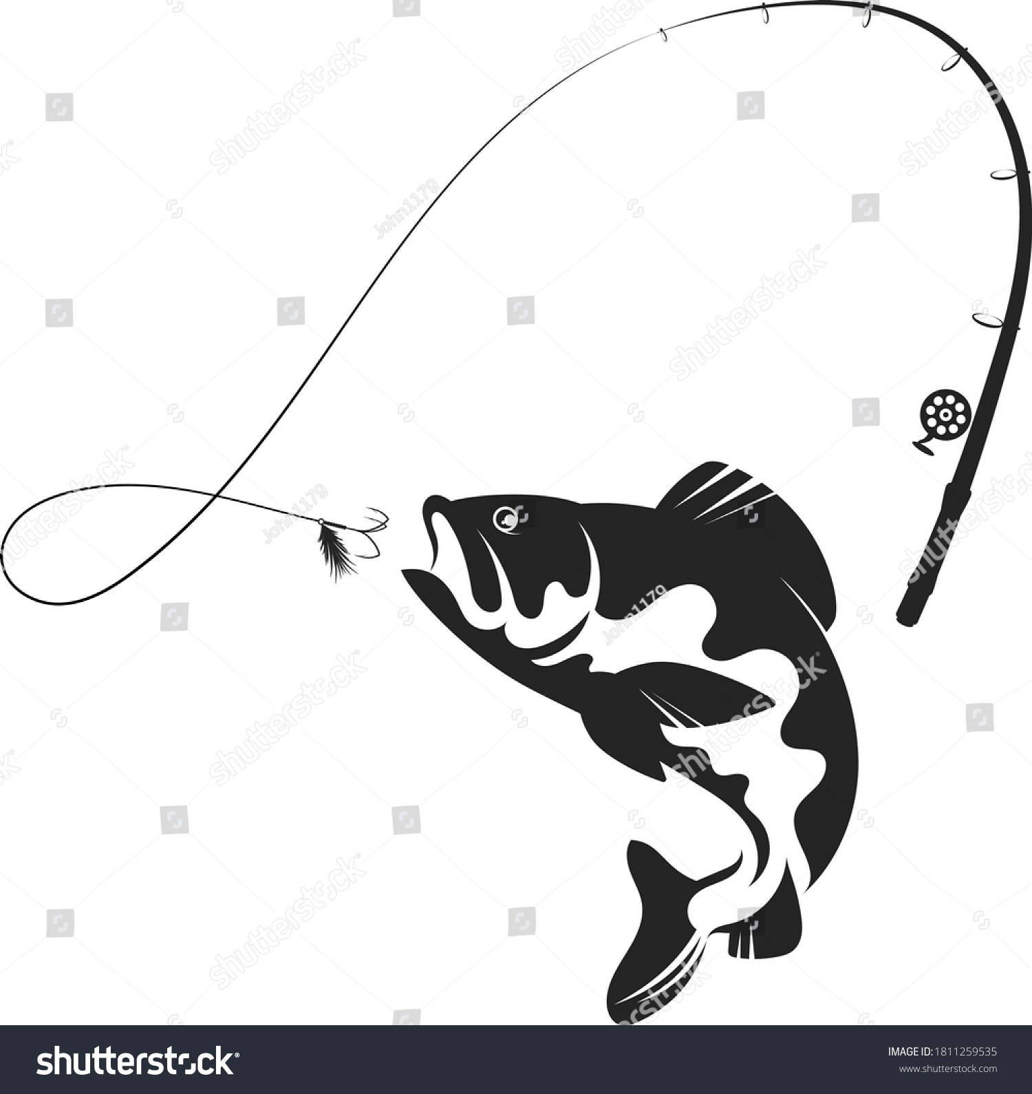 Fishing rod sketch Images, Stock Photos & Vectors | Shutterstock