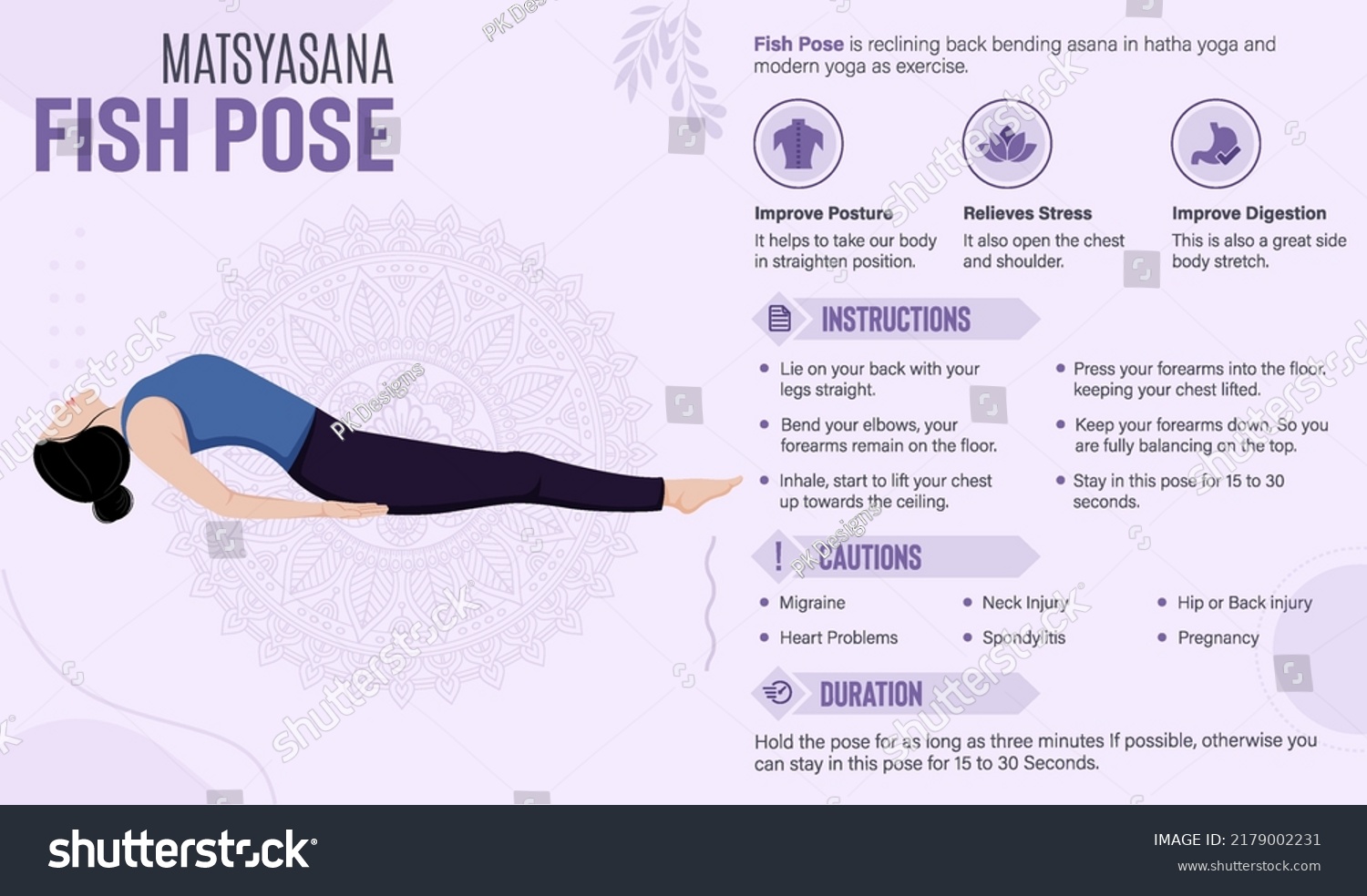 Fish Pose Guide Benefits Yoga Poses Stock Vector (Royalty Free ...