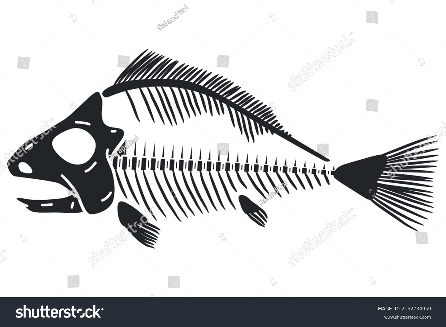 Fish Skeleton Vector Illustration Isolated On Stock Vector (Royalty ...