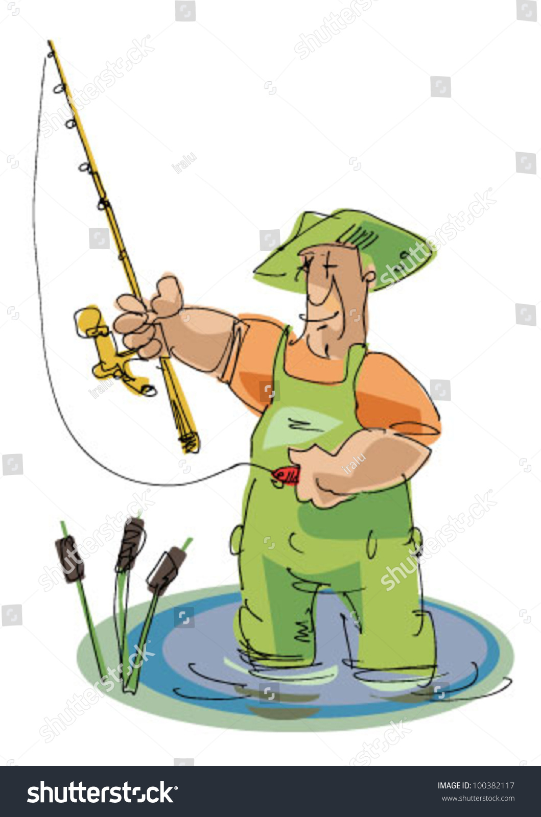 Fisher - Cartoon Stock Vector Illustration 100382117 : Shutterstock