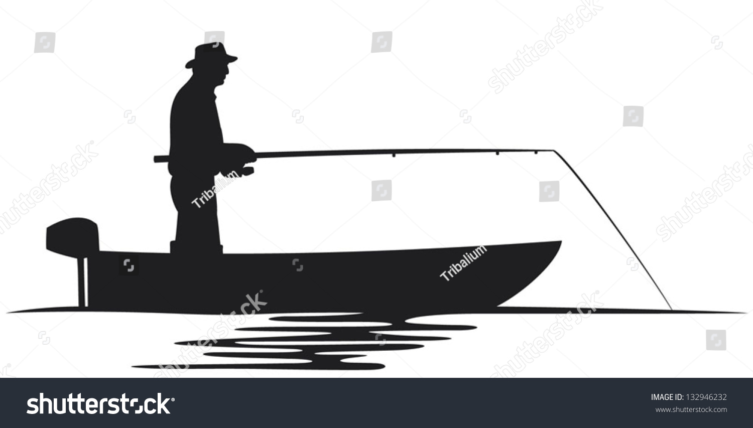 Download Fisherman Boat Silhouette Stock Vector 132946232 ...