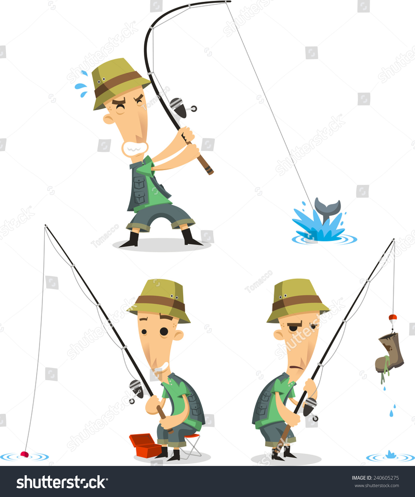 Fisherman With Fishing Equipment, Vector Illustration Cartoon ...