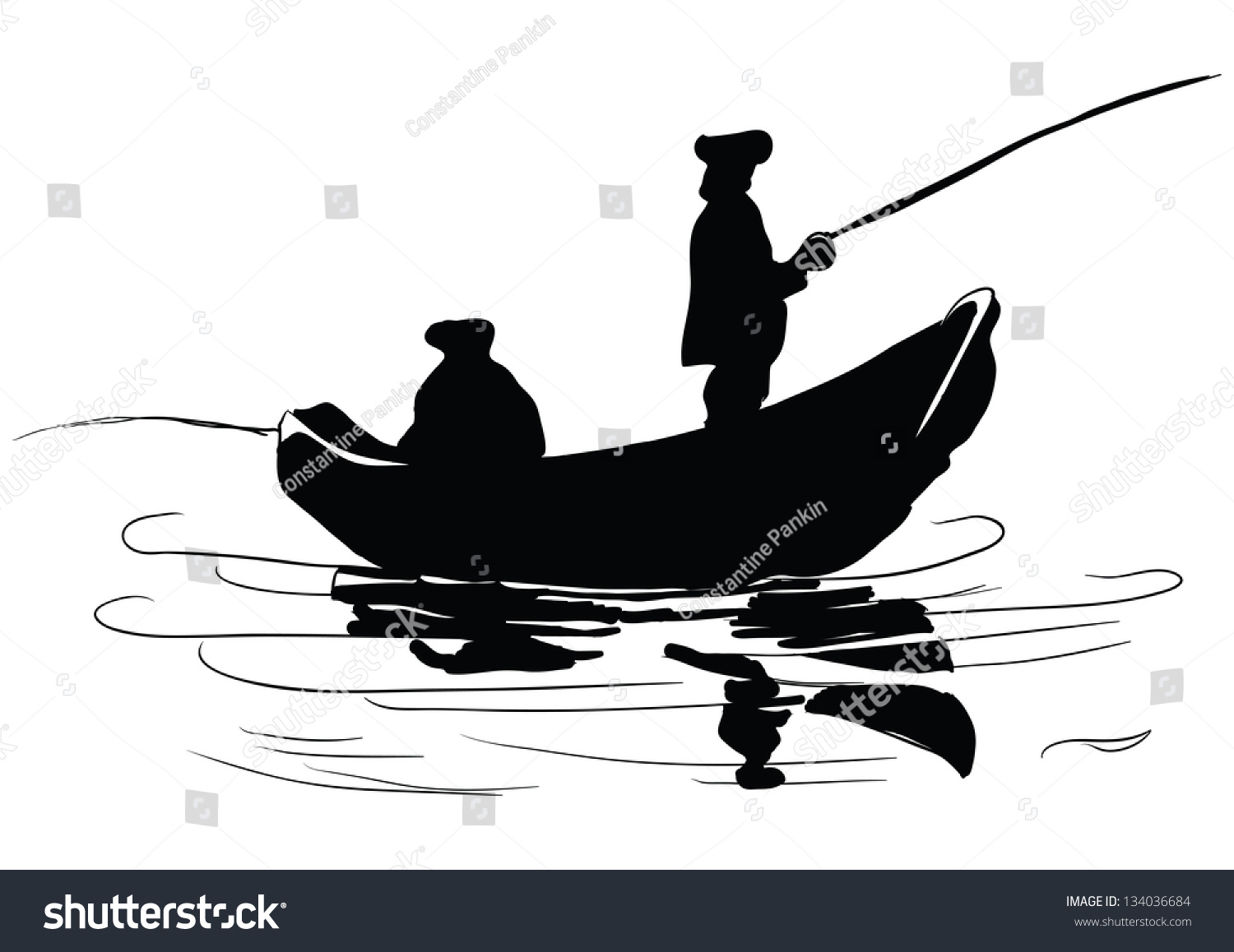 Fishermen Boat Fishing Boat Drawing Made Stock Vector (Royalty Free)  134036684 | Shutterstock