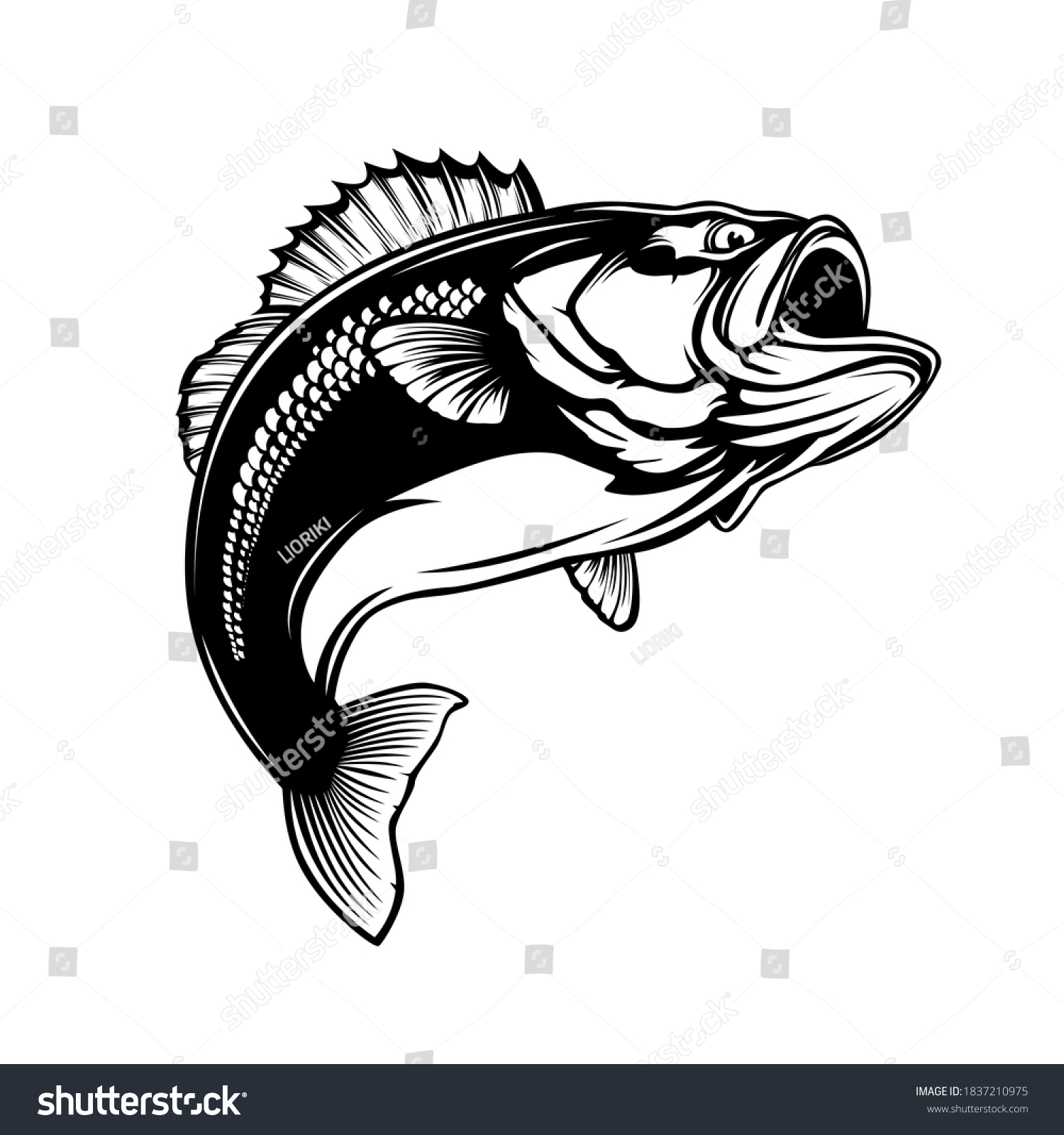 Fishing Bass Logo Bass Fish Rod Stock Vector (Royalty Free) 1837210975