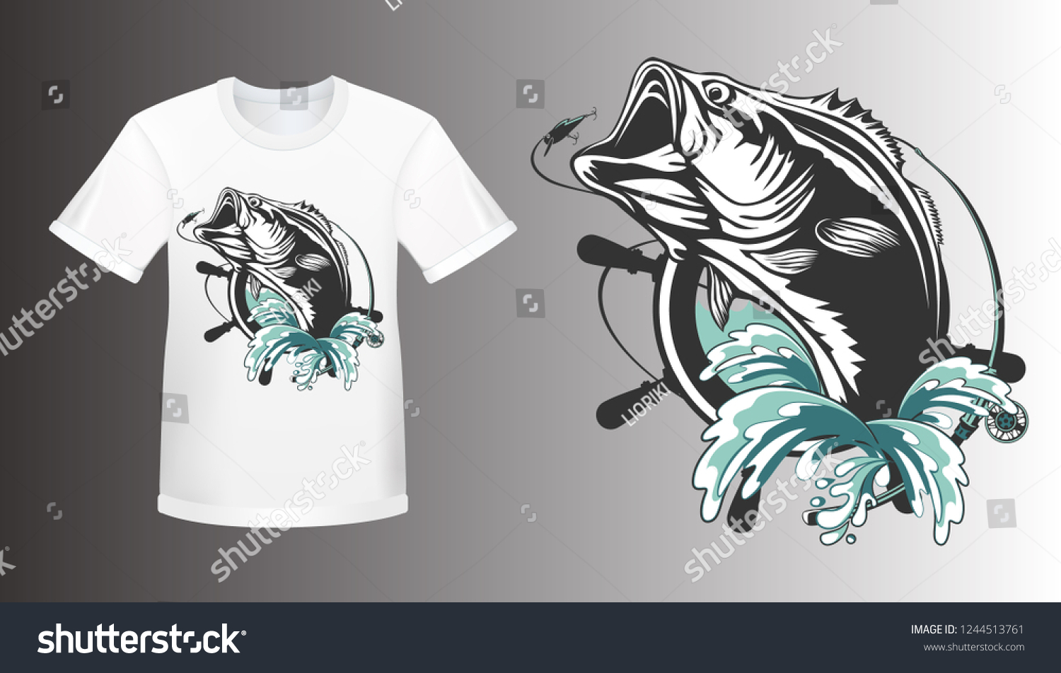 Download Fishing Bass Shirt Mockup Logo Bass Stock Vector Royalty Free 1244513761