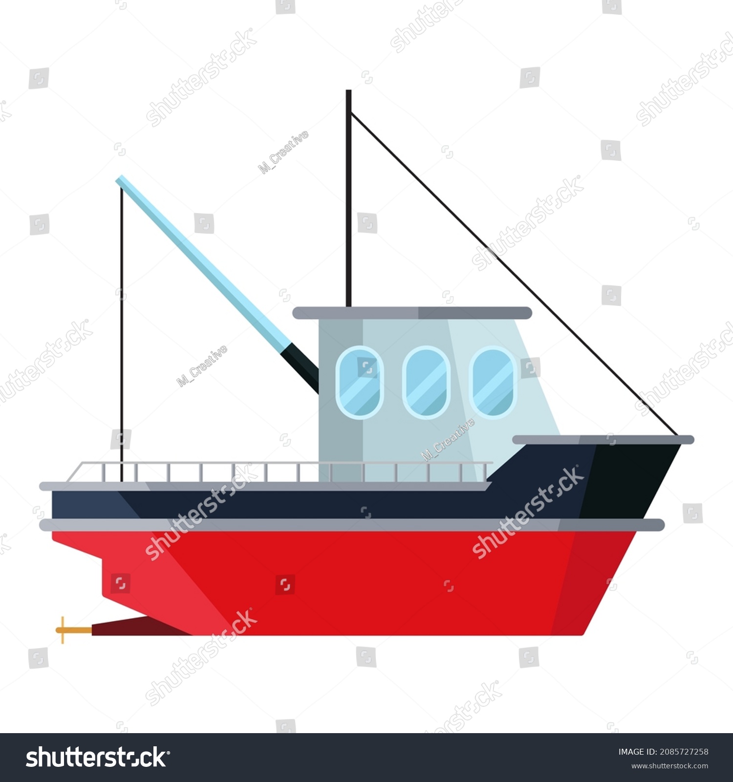 Fishing Boat Flat Clipart Vector Illustration Stock Vector (Royalty ...