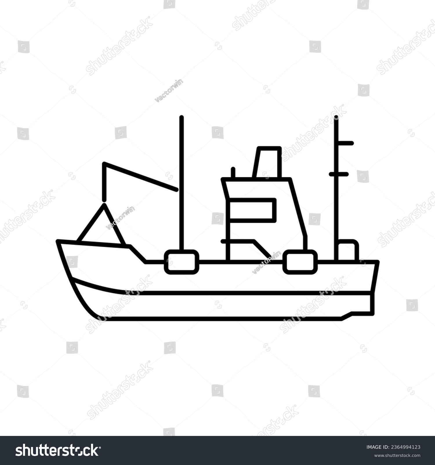 SVG of fishing boat line icon vector. fishing boat sign. isolated contour symbol black illustration svg