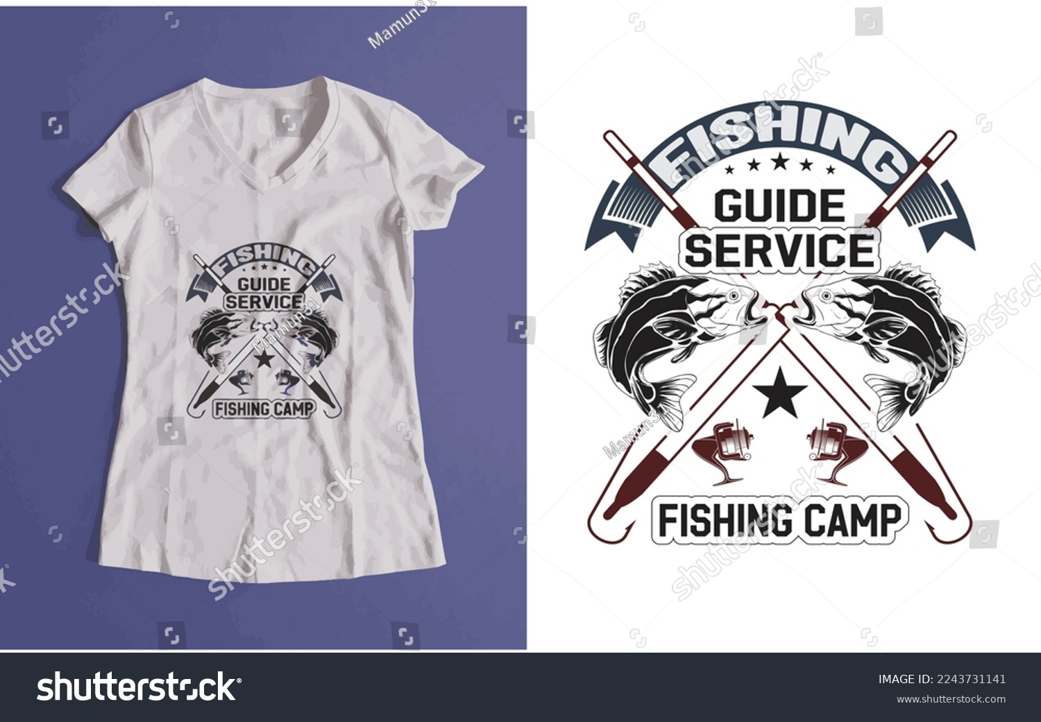 SVG of Fishing camp guide t-shirt design-vector template-SVG  svg
