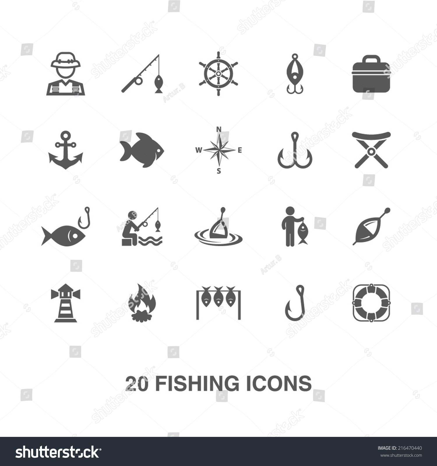 Fishing Icons Stock Vectors Images Vector Art Shutterstock