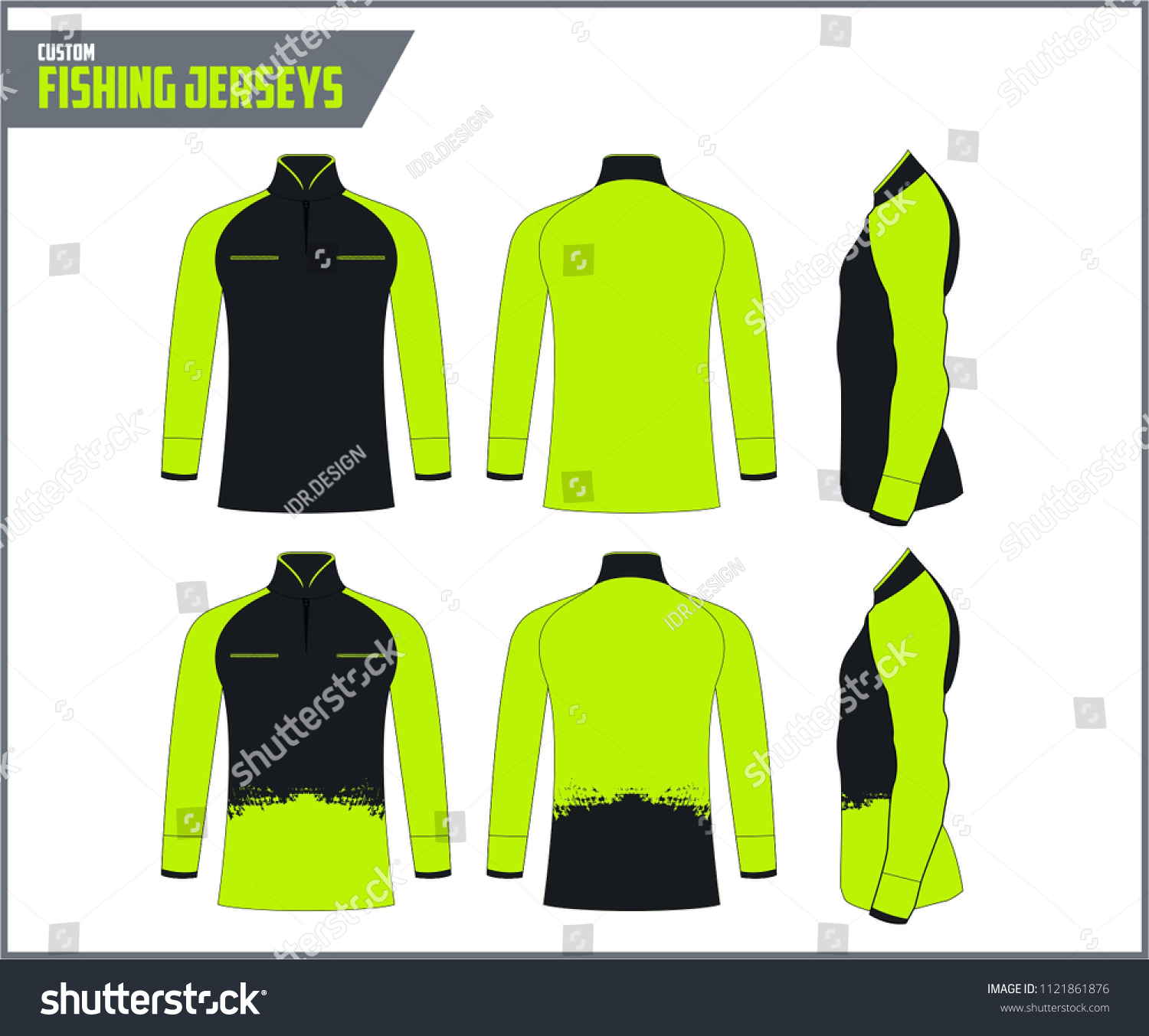 Download Fishing Jersey Sportwears Mockup Design Template Stock Vector Royalty Free 1121861876