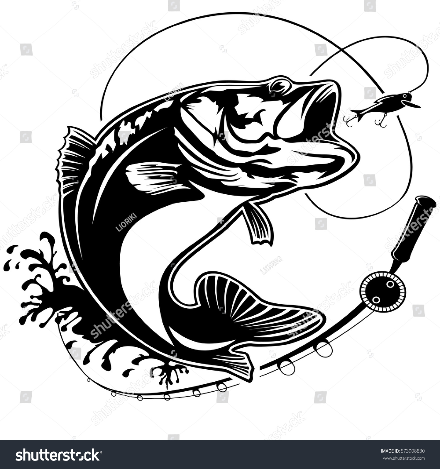 Download Fishing Logo Bass Fish Club Emblem Stock Vector 573908830 - Shutterstock