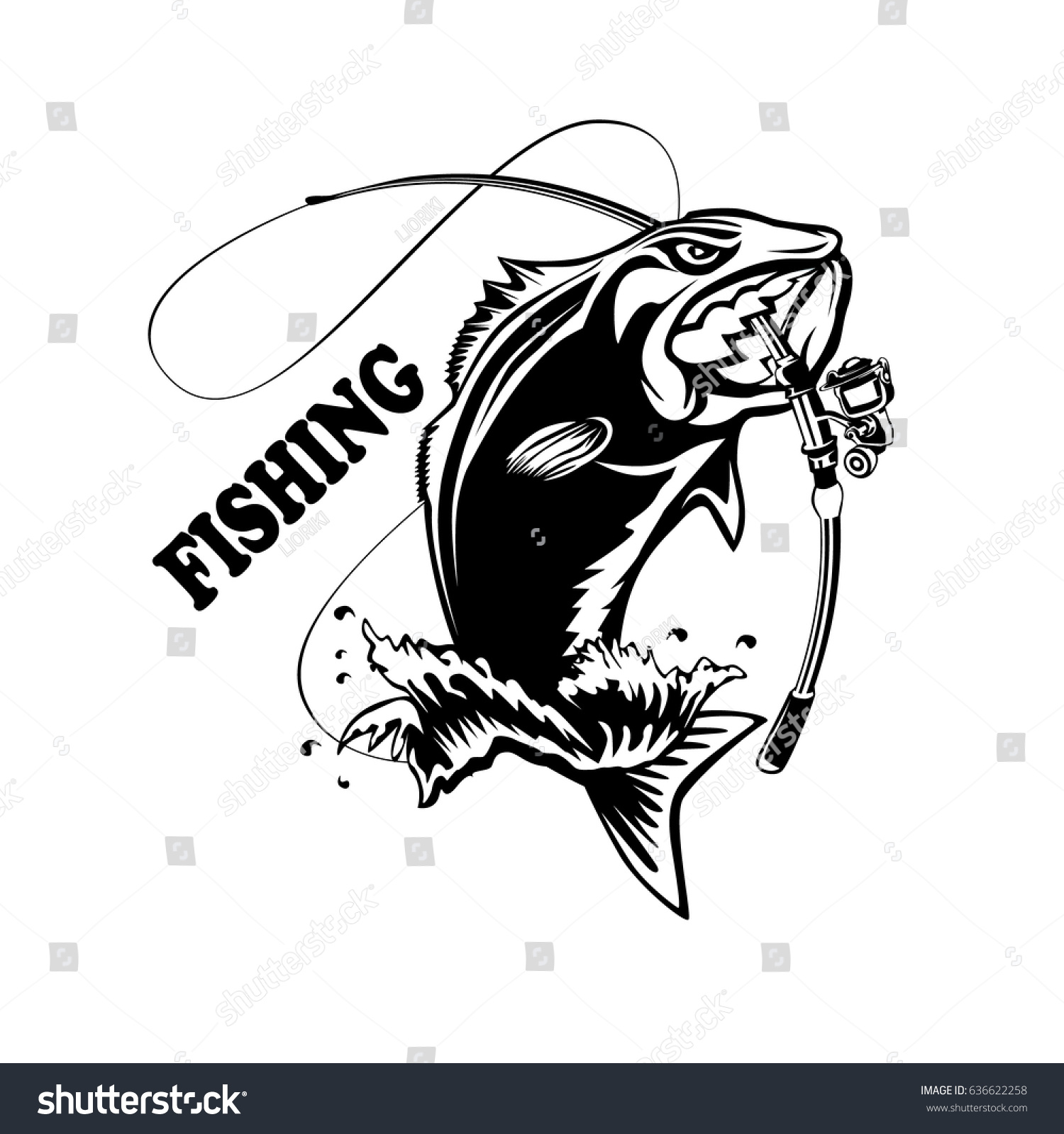 Download Fishing Logo Bass Fish Rod Club Stock Vector 636622258 - Shutterstock