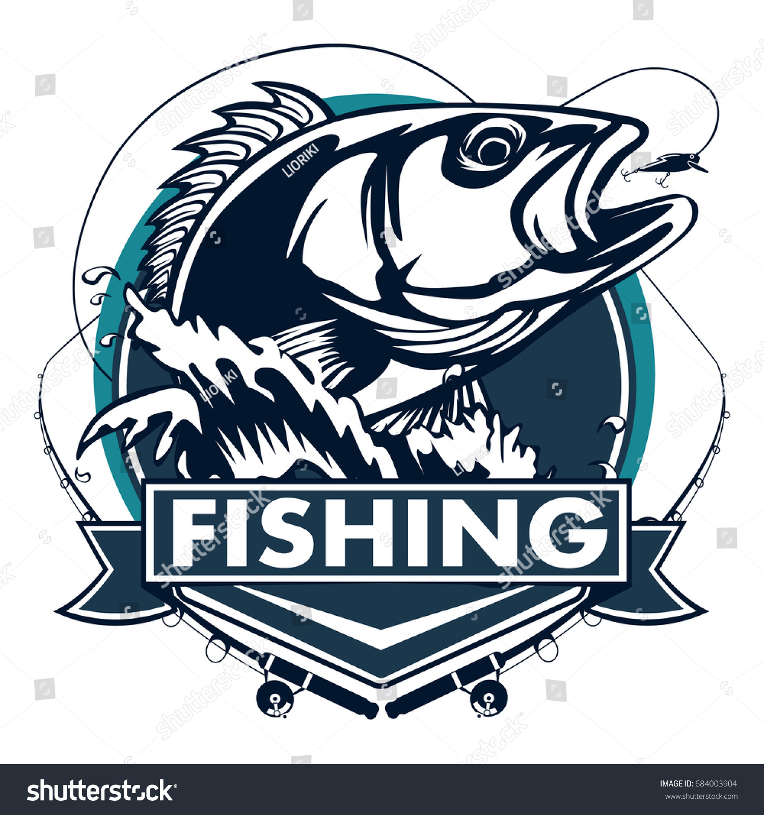 Fishing Logo Bass Fish Rod Club Stock Vector (Royalty Free) 684003904