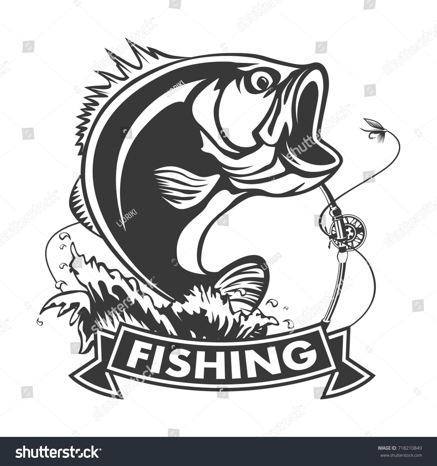Fishing Logo Bass Fish Rod Club Stock Vector 718210849 ...