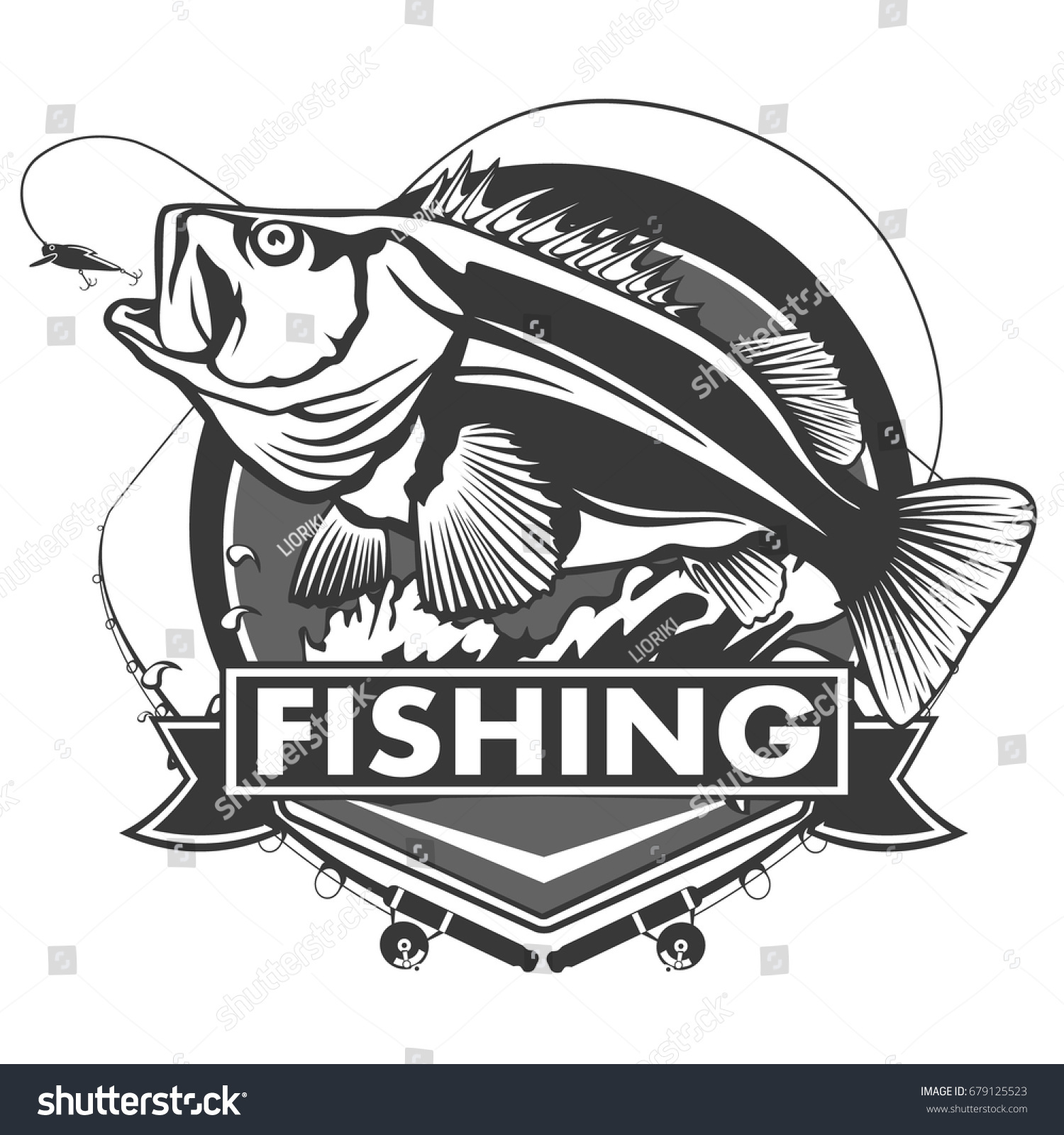Download Fishing Logorock Fish Bass Fish Rod Stock Vector 679125523 ...