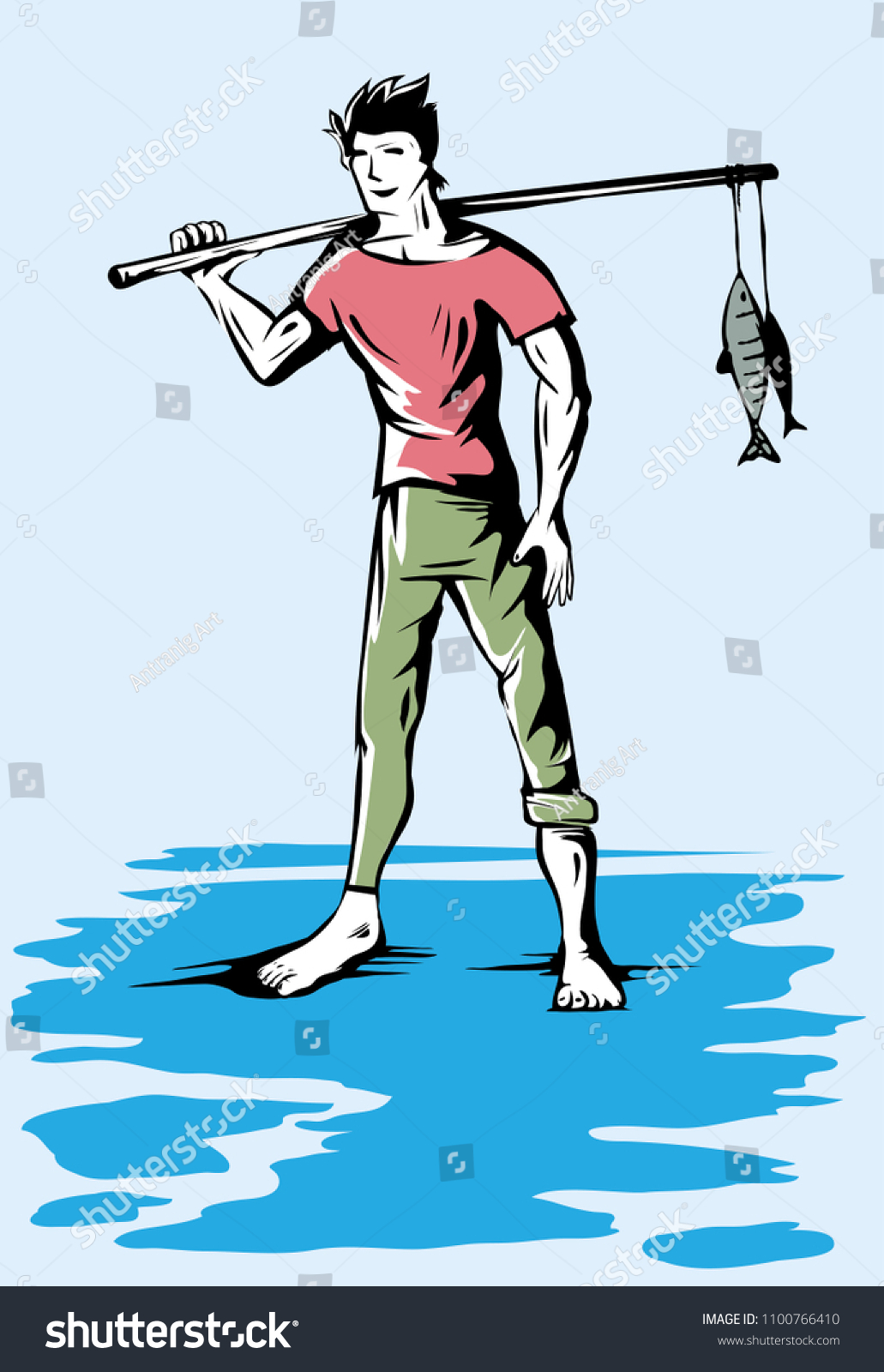 Fishing Man Illustration Vector Art Stock Vector (Royalty Free ...