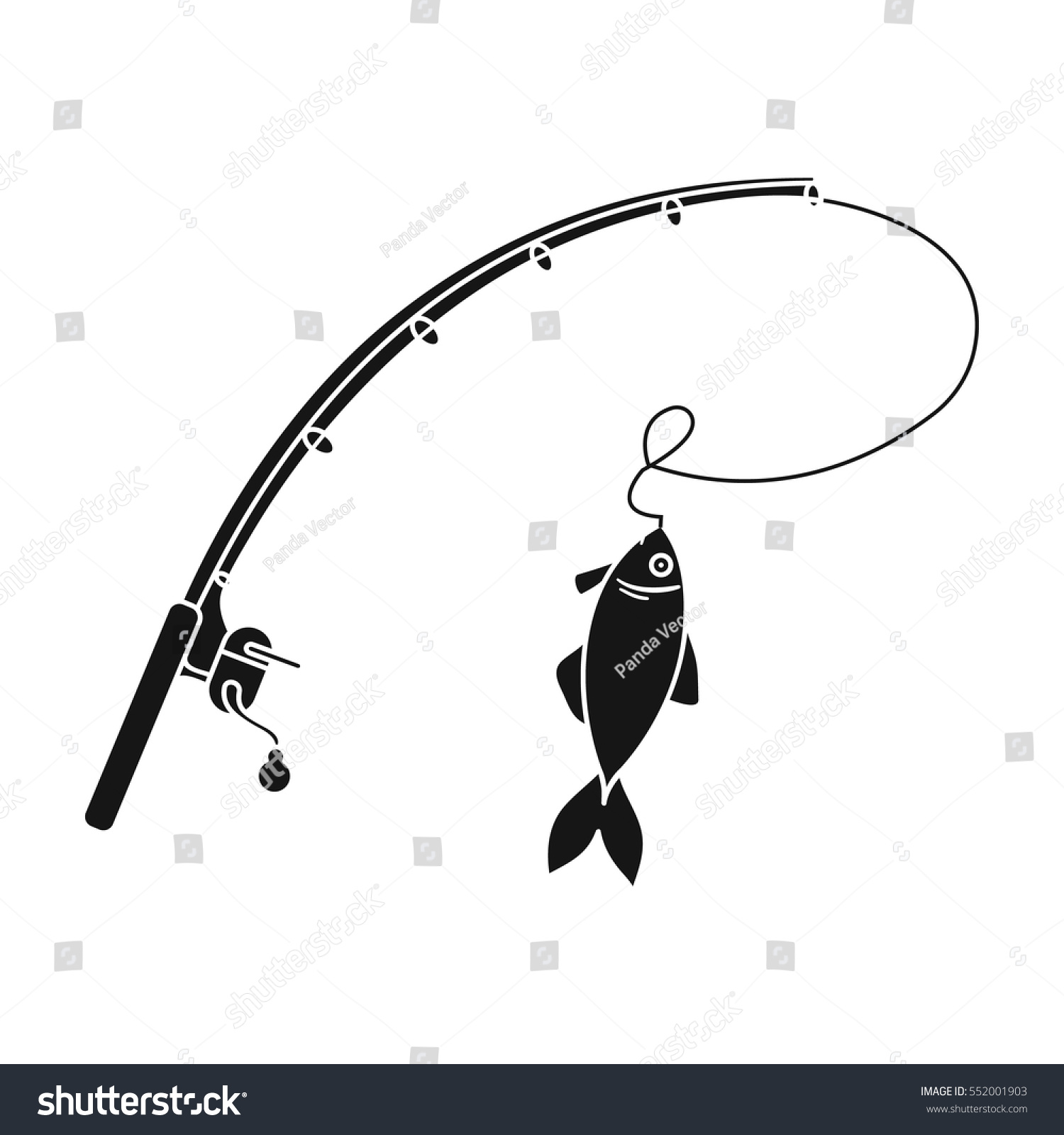 Download Fishing Rod Fish Icon Black Style Stock Vector 552001903 - Shutterstock