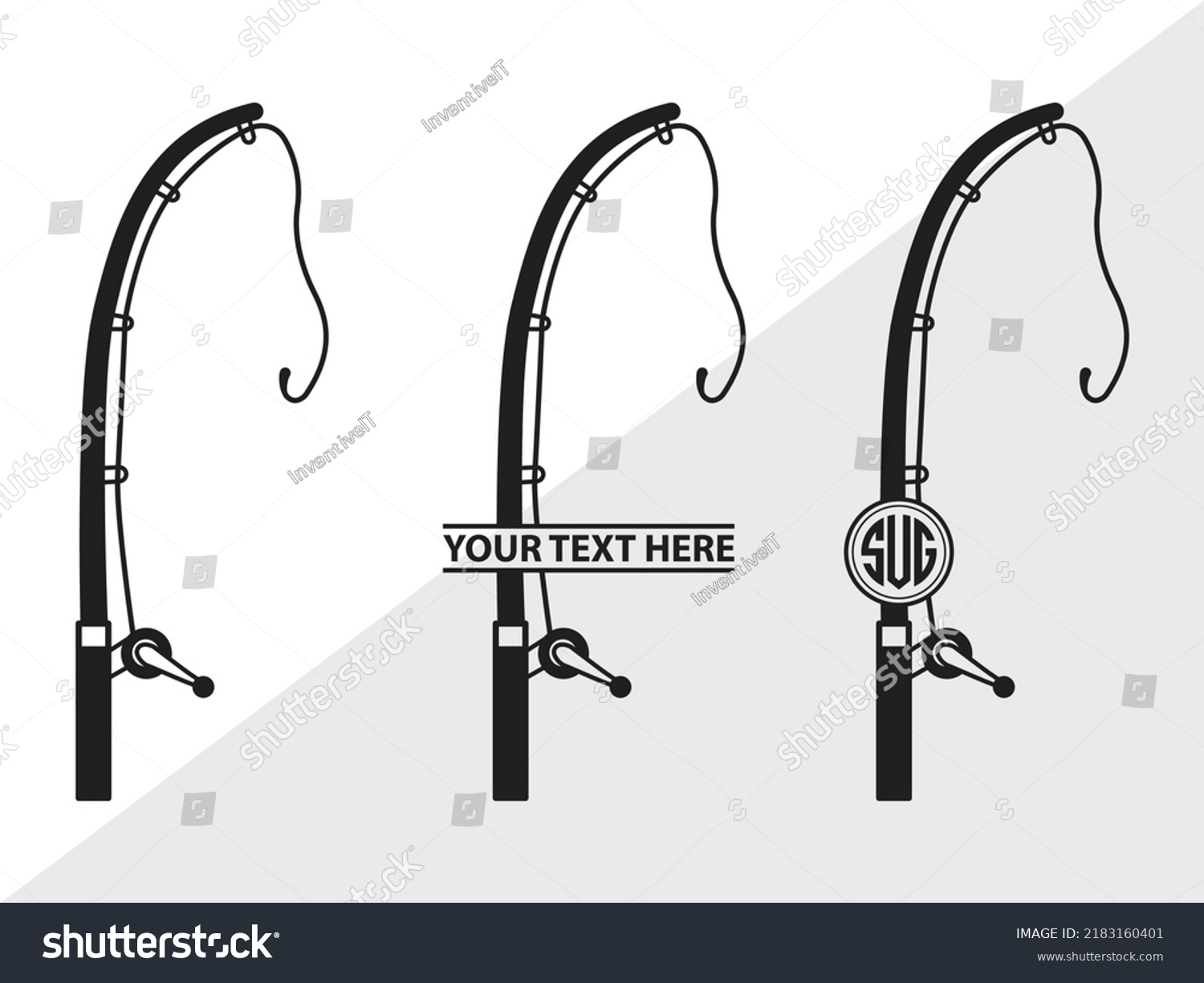 SVG of Fishing Rod Monogram SVG Printable Vector Illustration svg