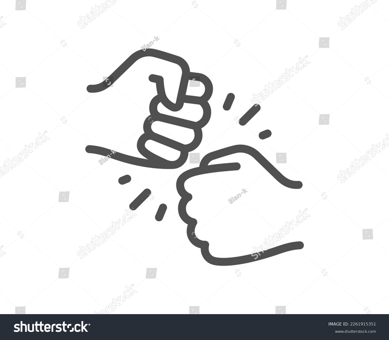 SVG of Fist bump line icon. Friends gesture hit sign. Bro hand symbol. Quality design element. Linear style fist bump icon. Editable stroke. Vector svg