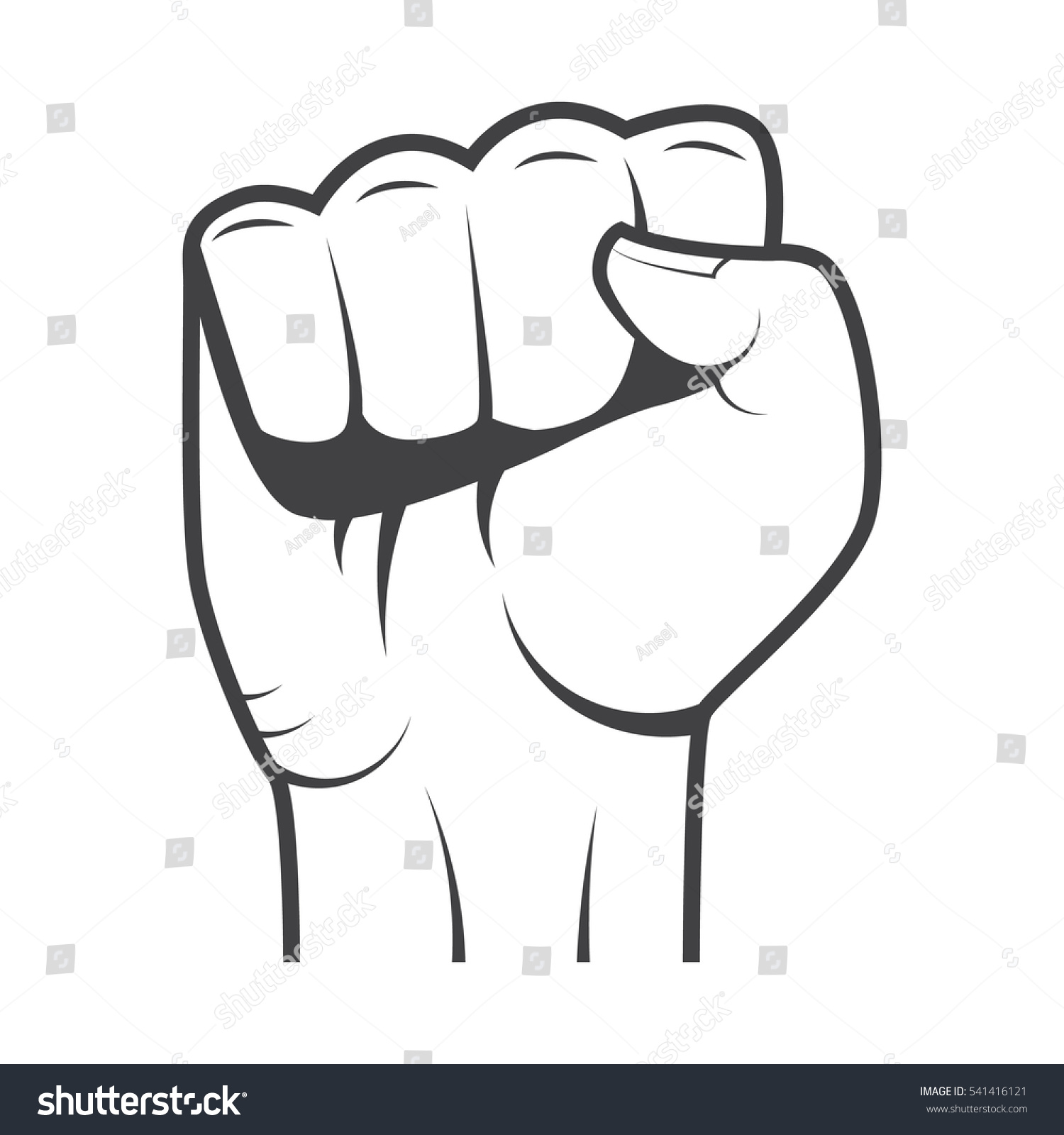 Fist Isolated On White Background Vintage Stock Vector 541416121