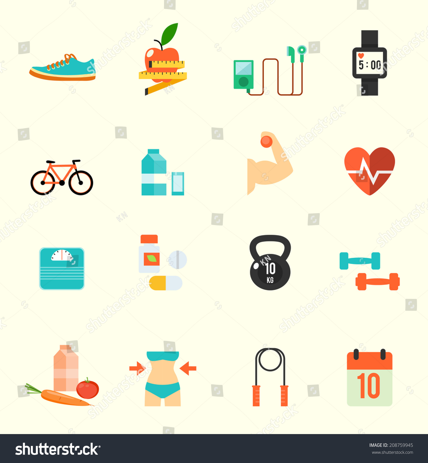 Fitness Health Icons White Background Eps10 Stock Vector (Royalty Free ...