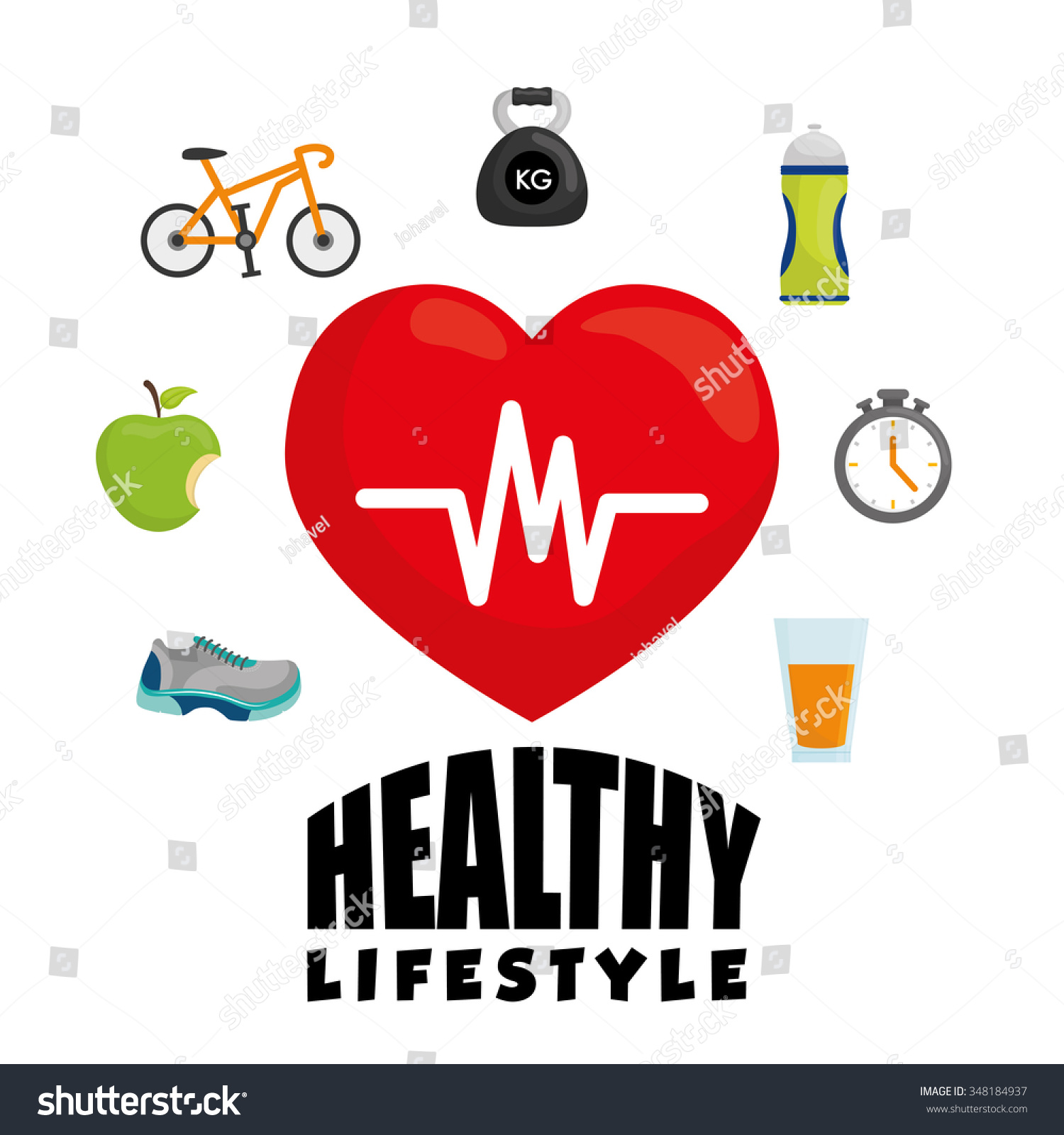 Fitness Healthy Lifestyle Graphic Design Vector Stock Vector (Royalty ...