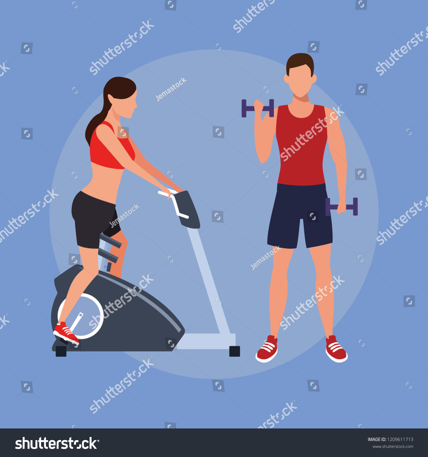 Fitness Couple Doing Exercise Stock Vector Royalty Free 1209611713 Shutterstock