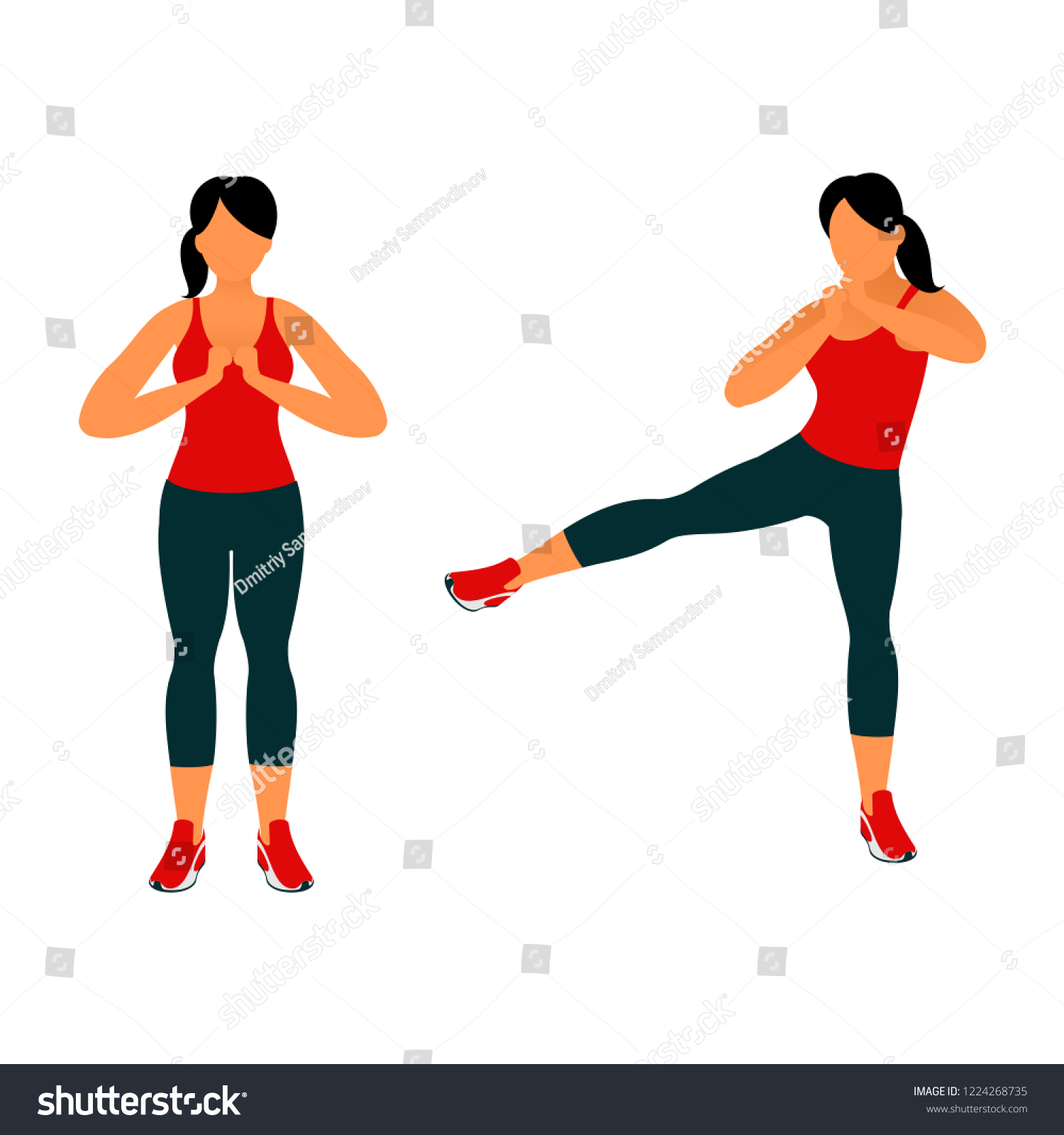 Fitness Exercises Strong Beautiful Body Fitness Stock Vector (Royalty ...