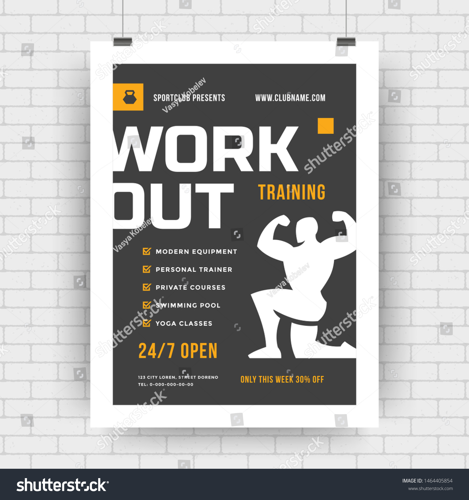 Fitness Flyer Layout Template Design Sport Stock Vector Royalty Free