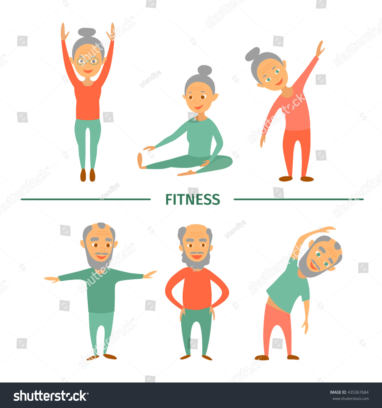 Fitness Older Persons Complex Exercise Sport Set Stock Vector (Royalty ...