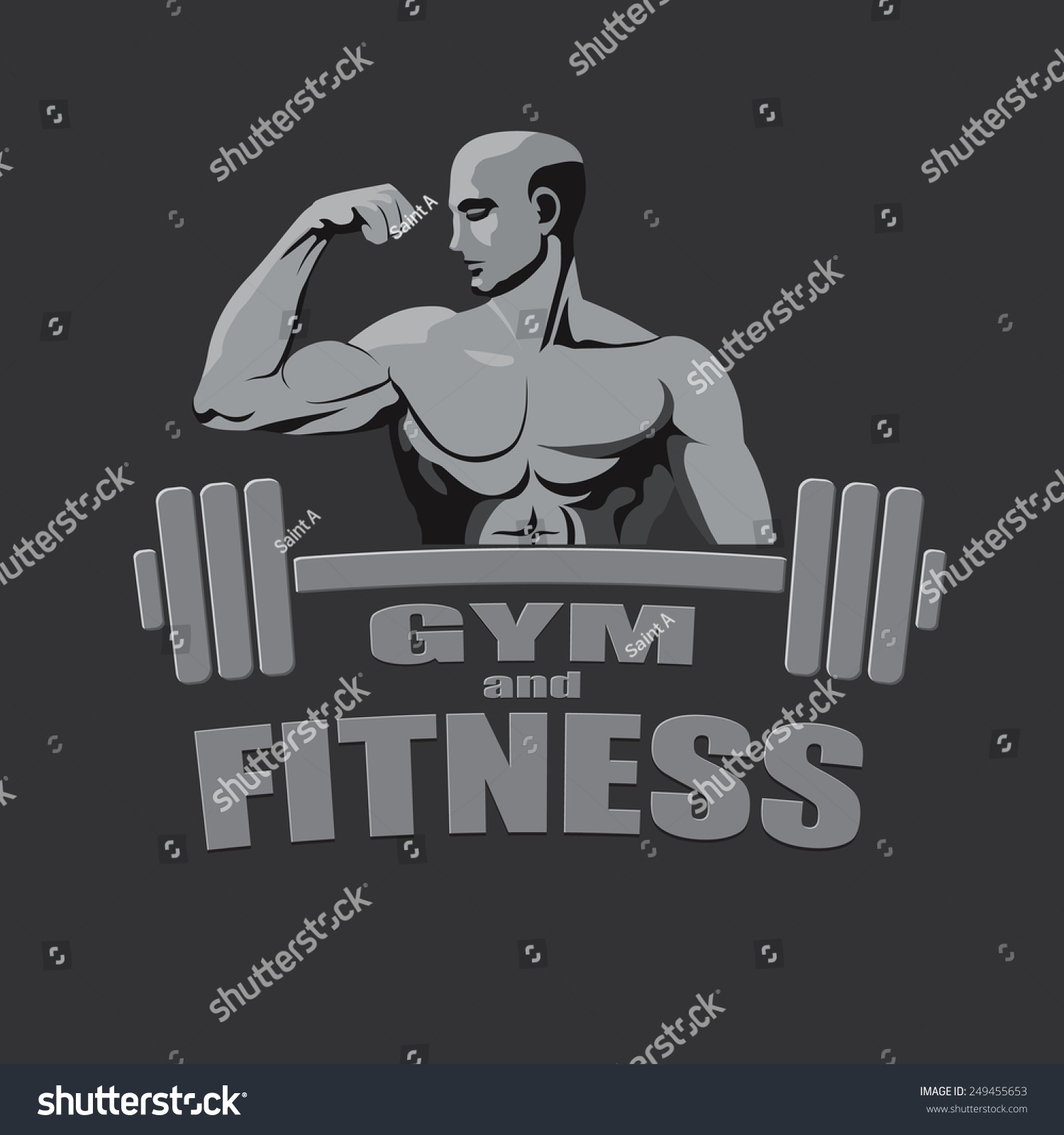 Fitness Gym Logo Mock Bodybuilder Showing Stock Vector (Royalty Free ...