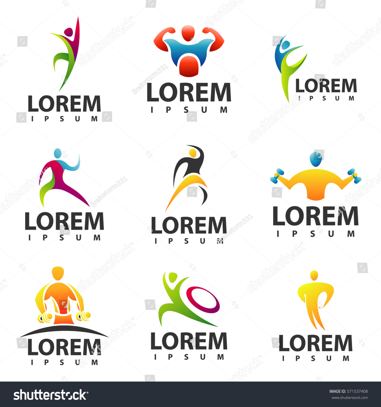 Fitness Gym Logo Set Fitness Logo Stock Vector Royalty Free