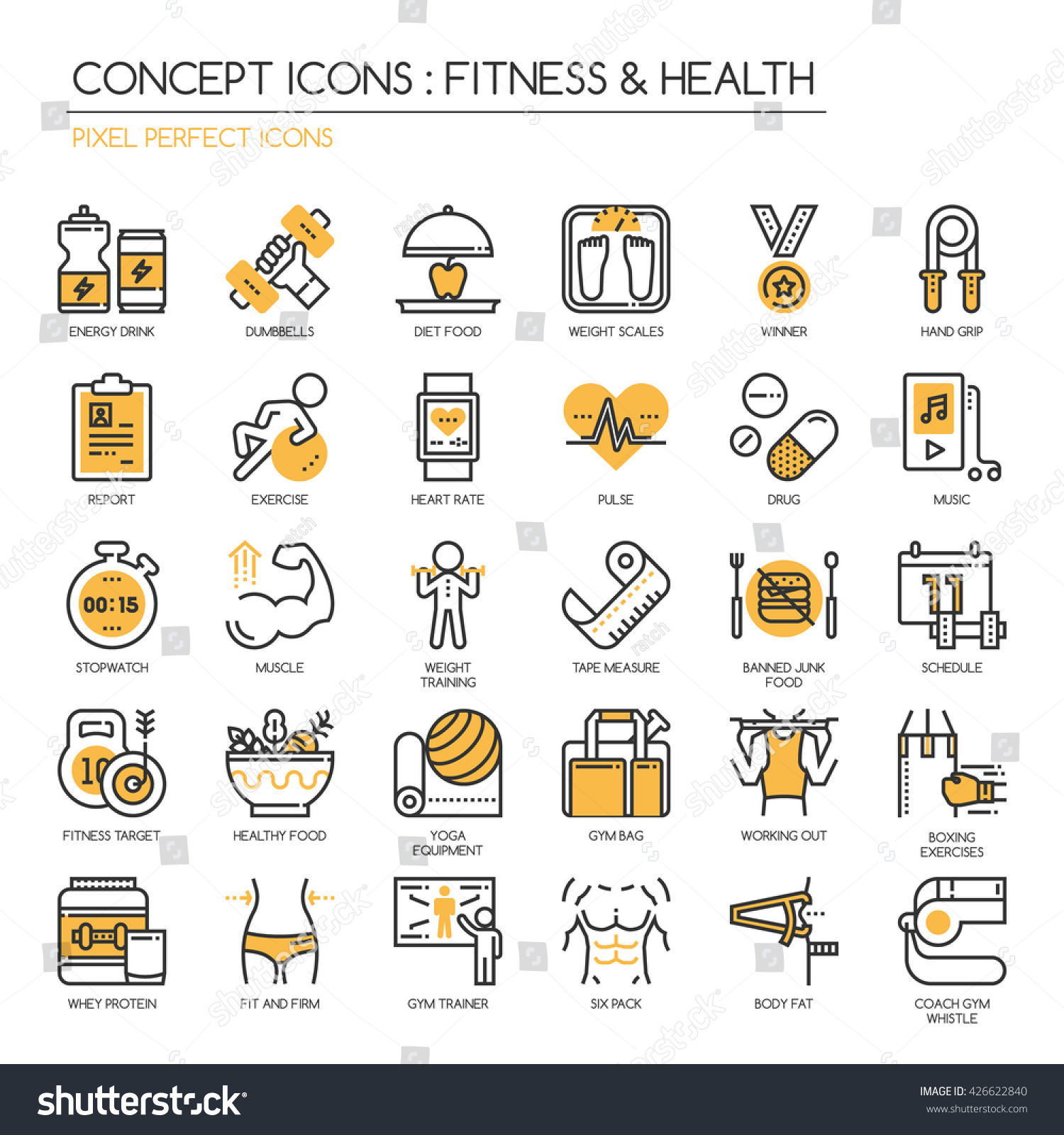 Fitness Health Thin Line Pixel Perfect Stock Vector Royalty Free