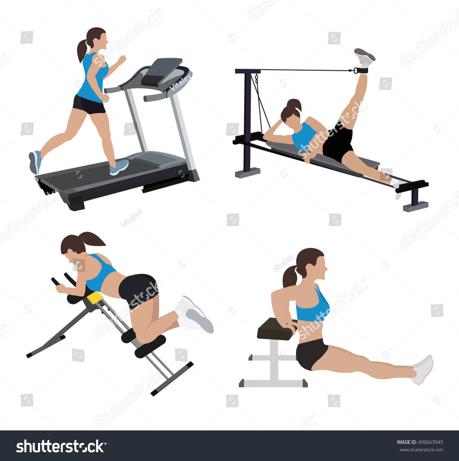 Fitness Icons Set Women Training Gim Stock Vector Royalty Free 400663945