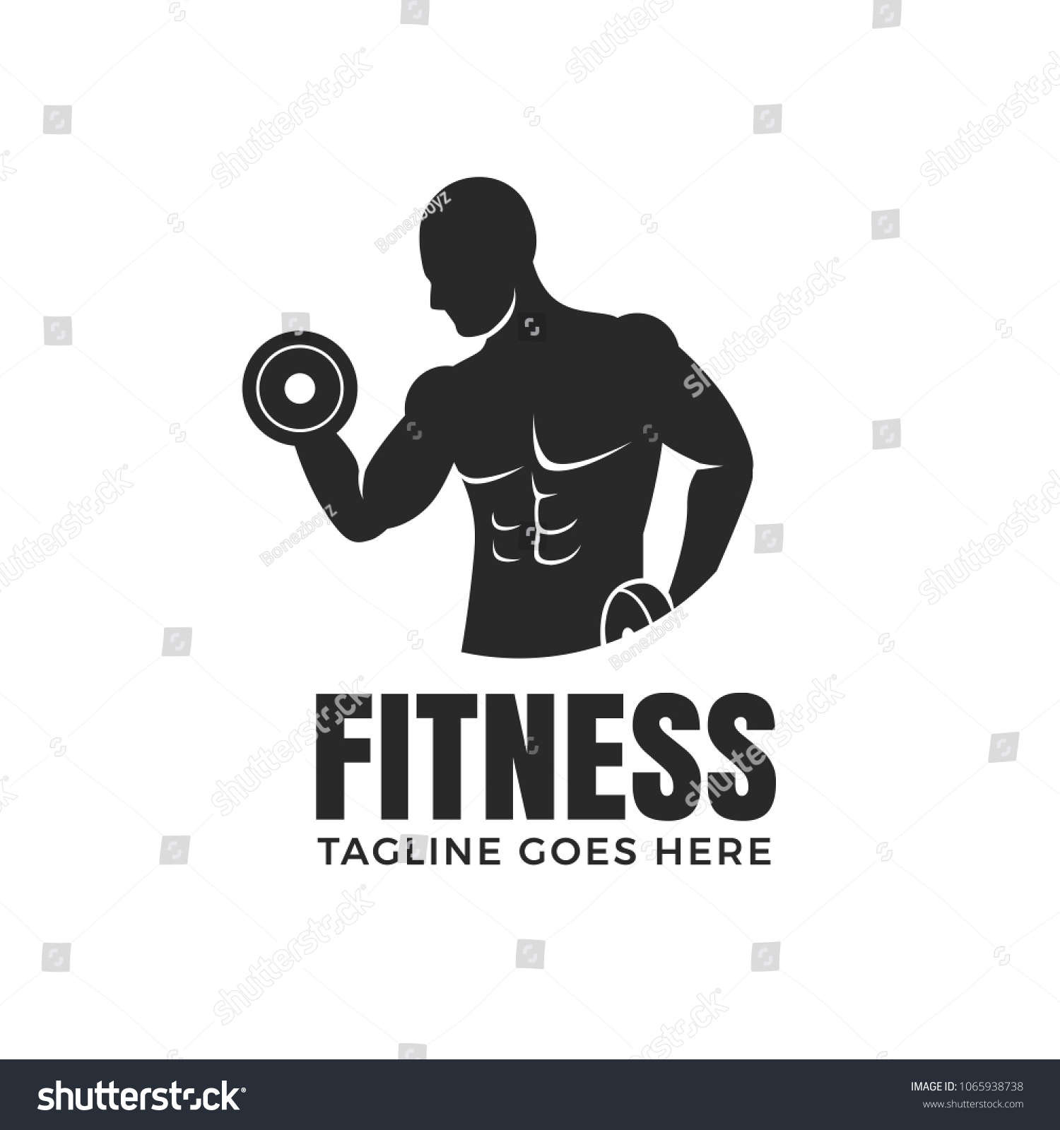 Fitness Man Dumbbells Logo Design Isolated Stock Vector (Royalty Free ...