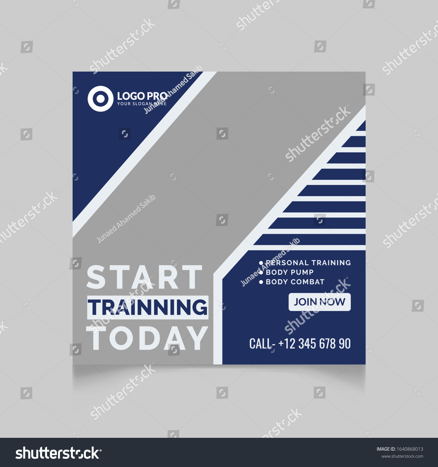 Fitness Training Social Media Banner Template Stock Vector Royalty Free