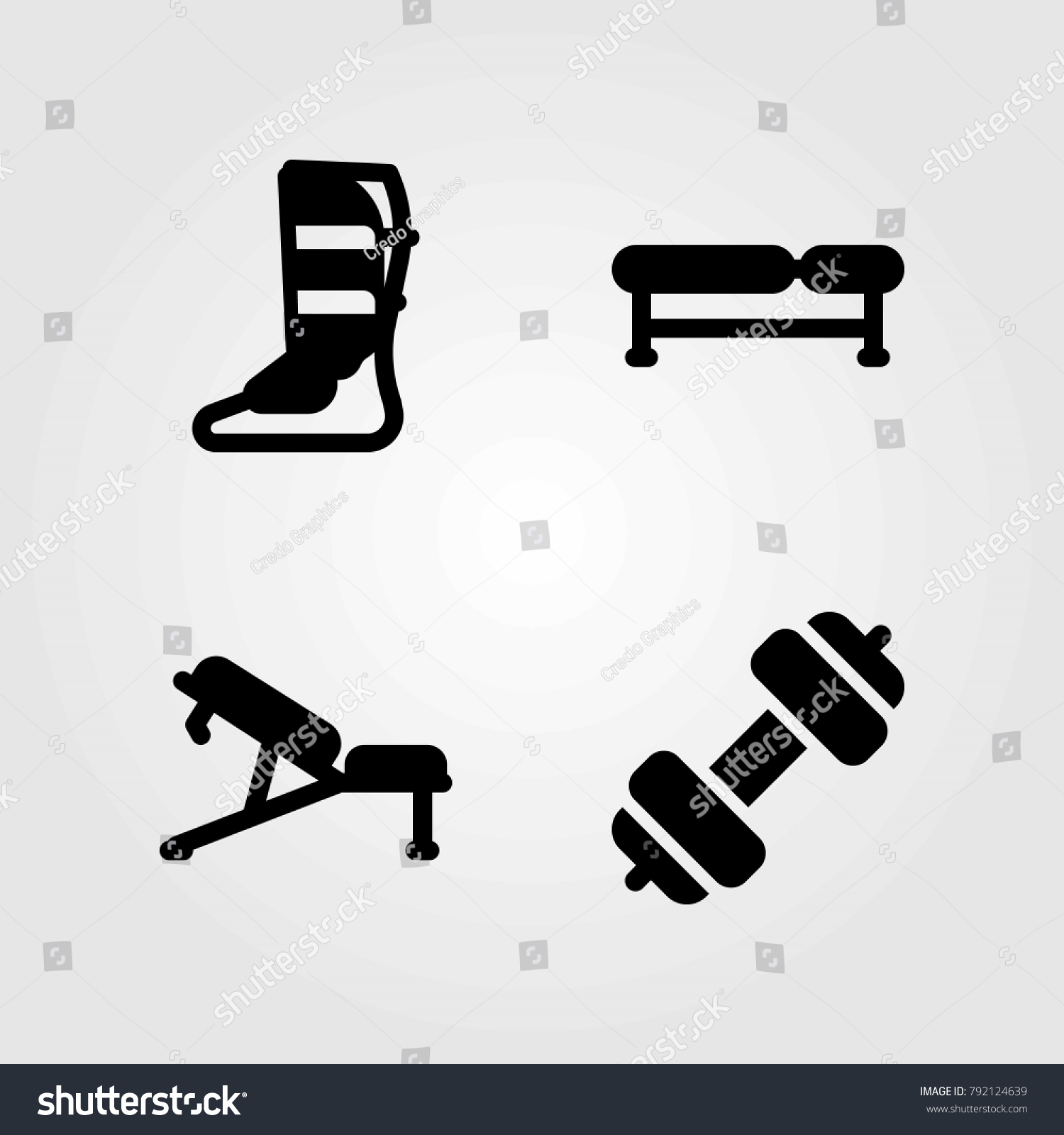 Fitness Vector Icons Set Dumbbell Bench Stock Vector Royalty Free