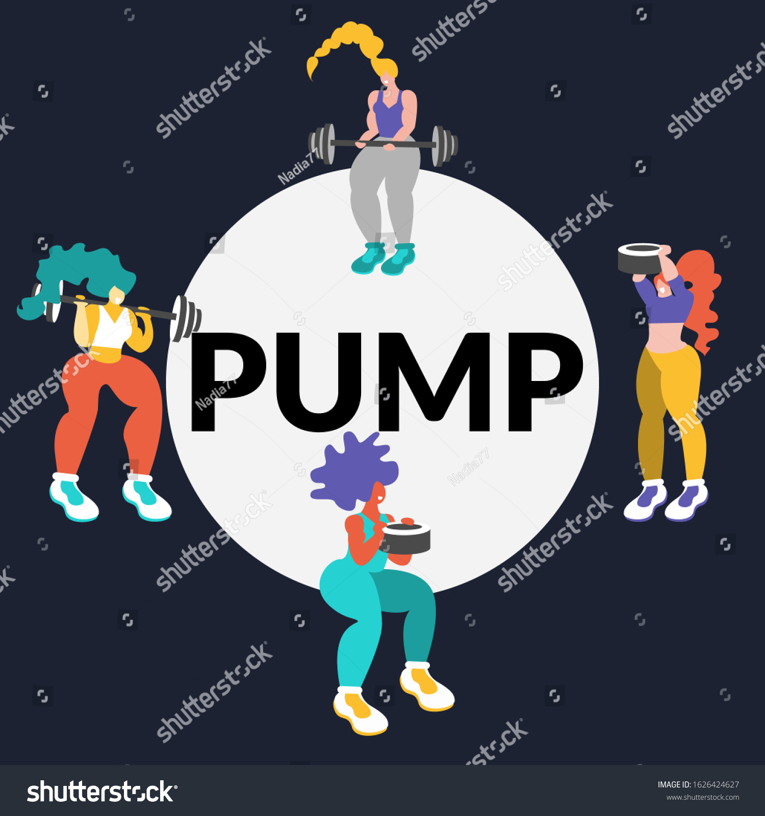 Fitness Woman Training Together On Weight Stock Vector Royalty Free